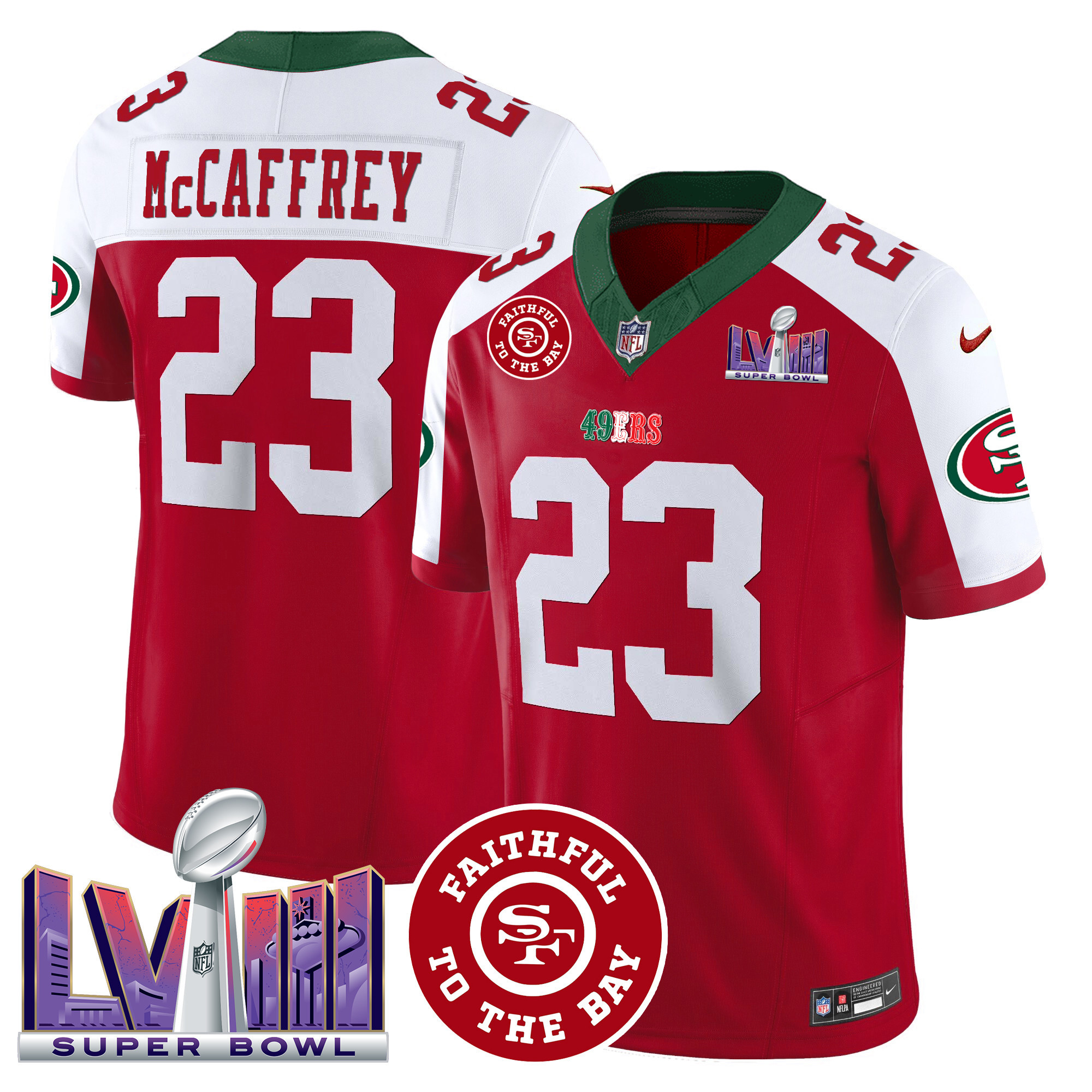 Men's 49ers Mexico Faithful & Super Bowl LVIII Patch Vapor Jersey - All Stitched - Image 42