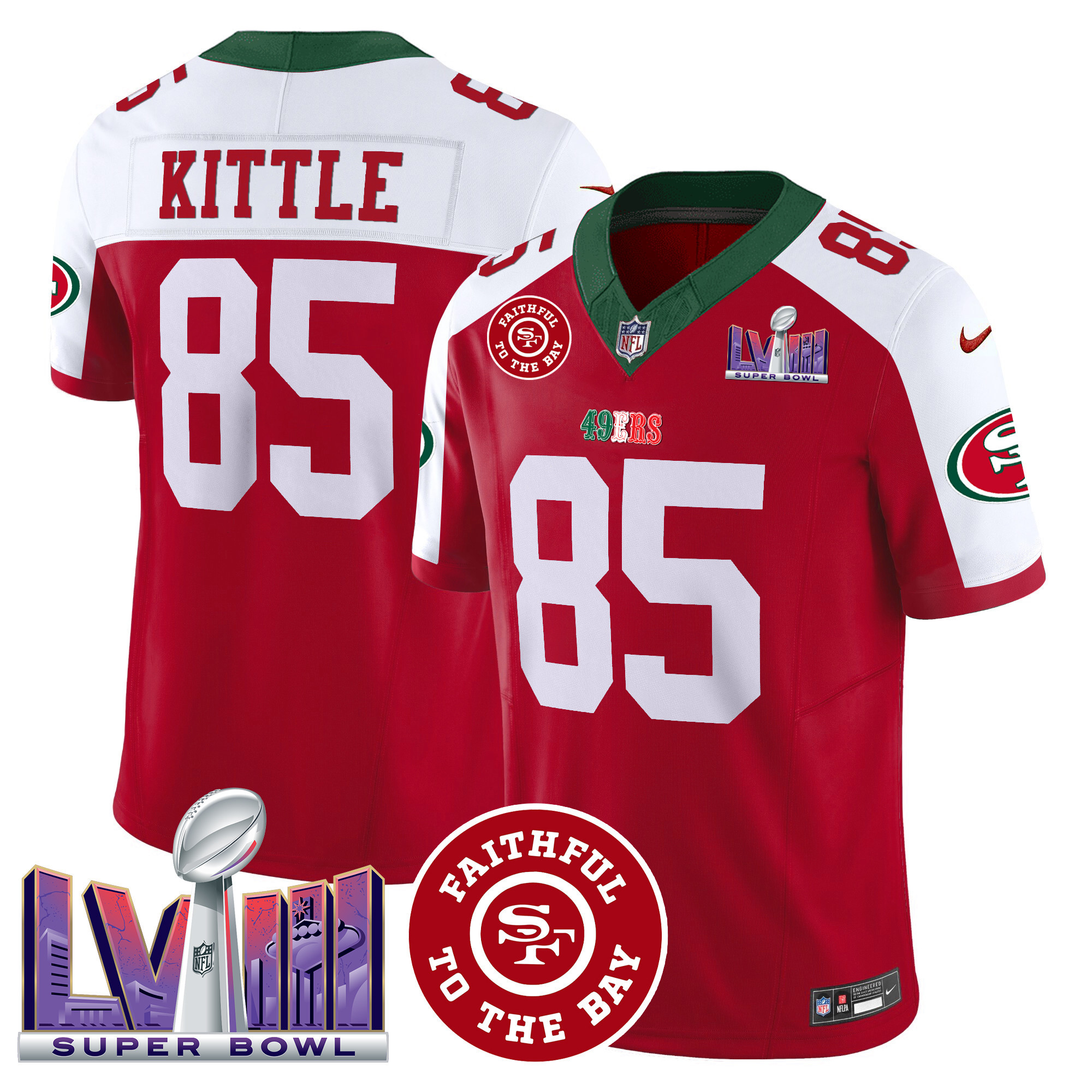 Men's 49ers Mexico Faithful & Super Bowl LVIII Patch Vapor Jersey - All Stitched - Image 45