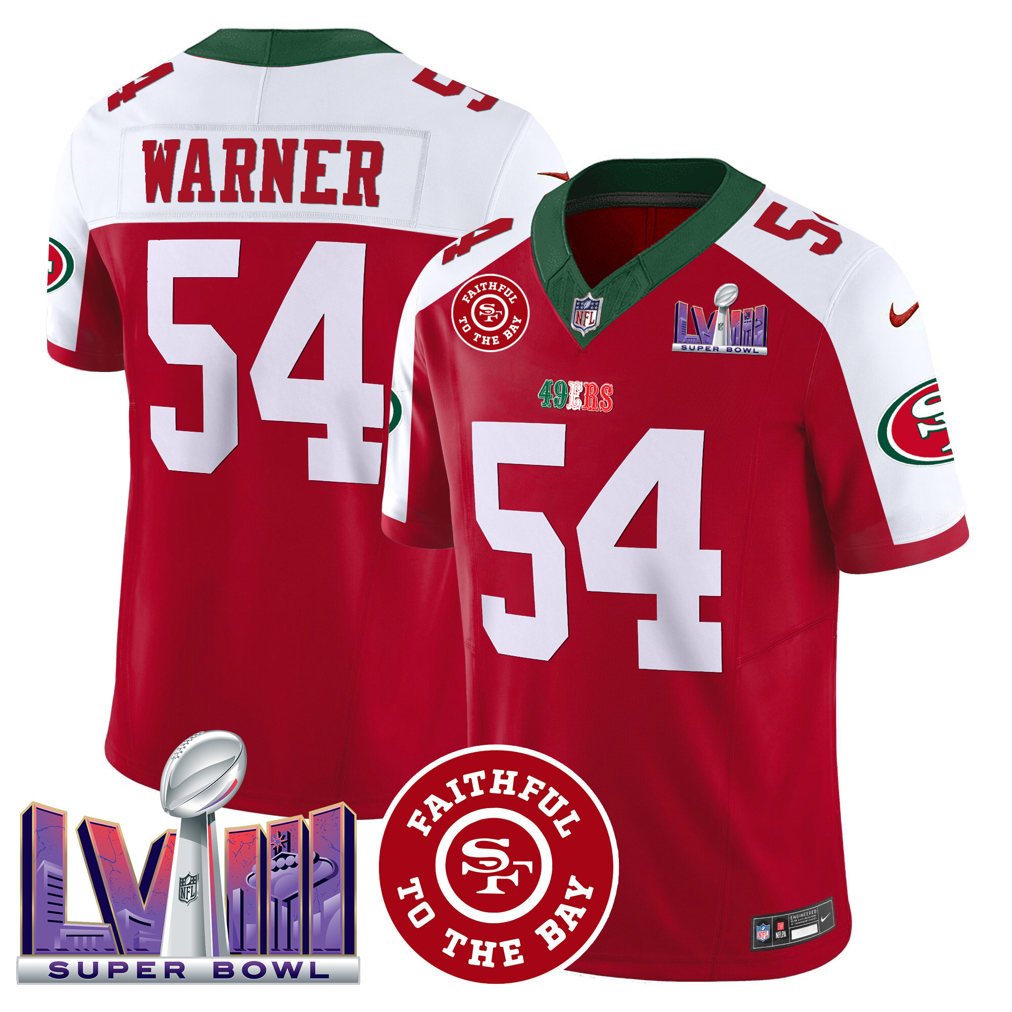 Men's 49ers Mexico Faithful & Super Bowl LVIII Patch Vapor Jersey - All Stitched - Image 41
