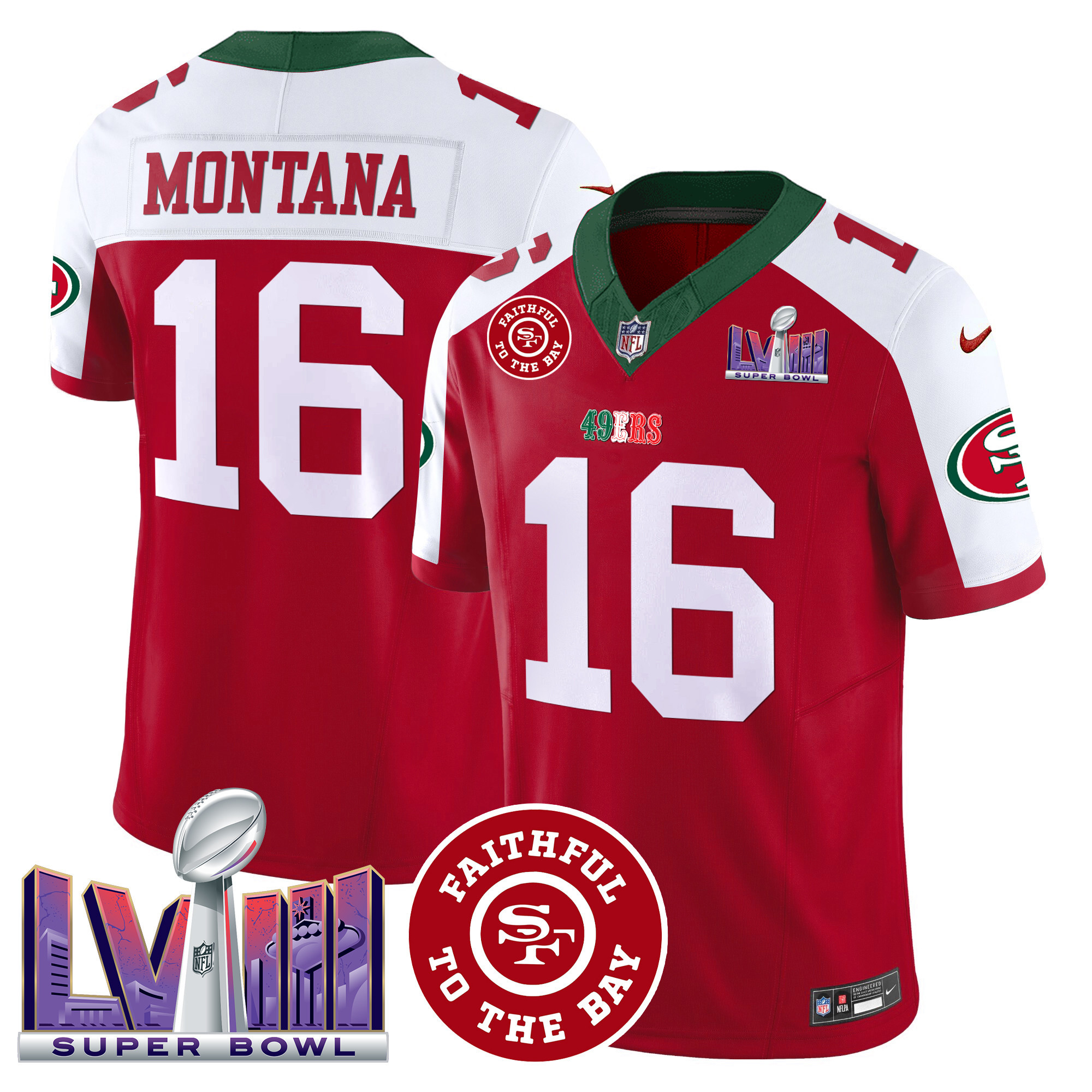Men's 49ers Mexico Faithful & Super Bowl LVIII Patch Vapor Jersey - All Stitched - Image 48
