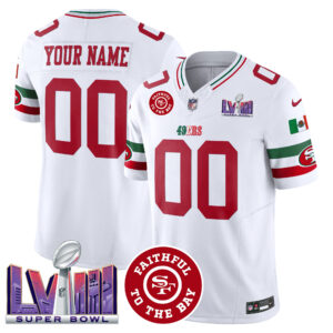 49ers Mexico Faithful & Super Bowl LVIII Patch Vapor Custom Jersey - All Stitched