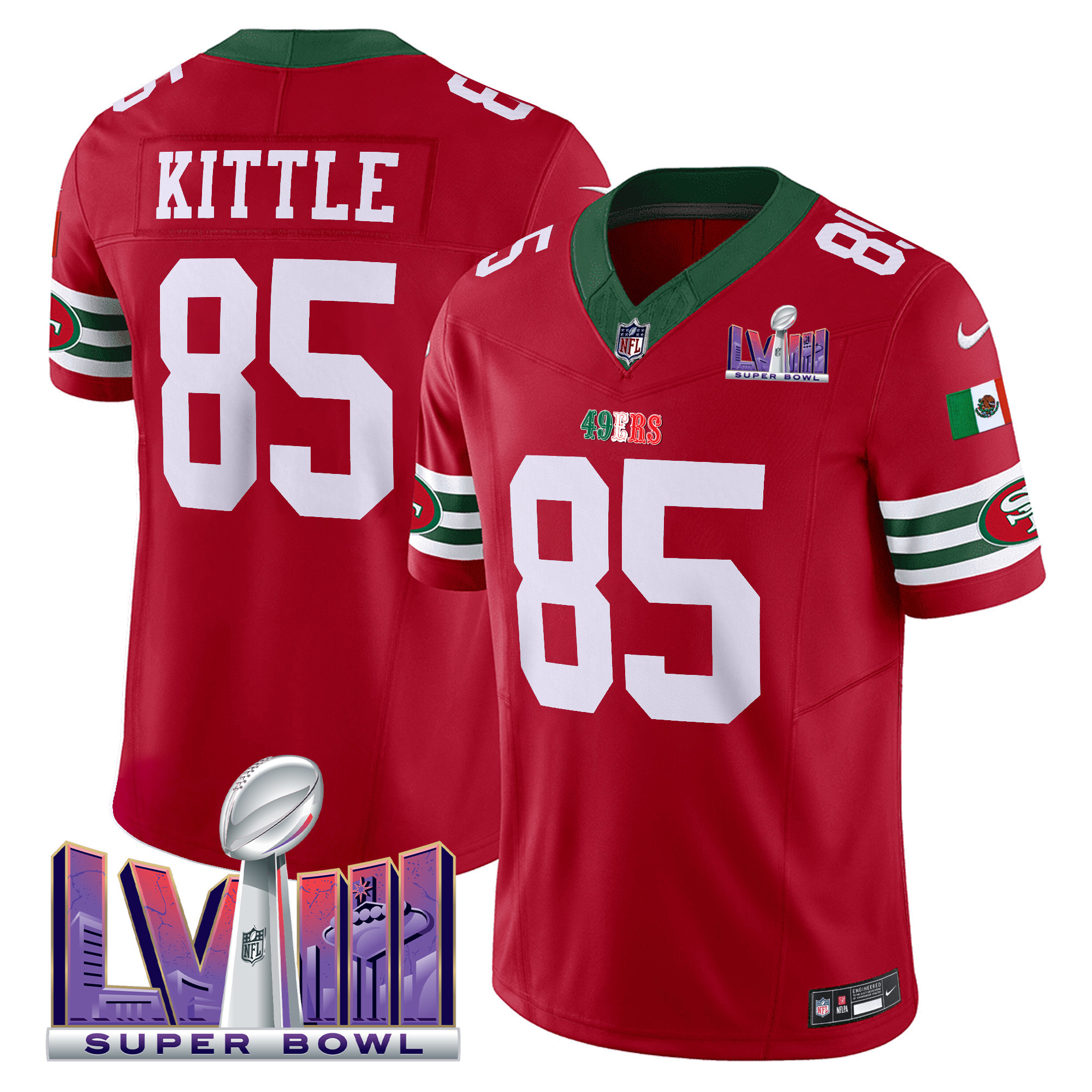 Men's 49ers Mexico Super Bowl LVIII Patch Vapor Jersey - All Stitched - Image 15