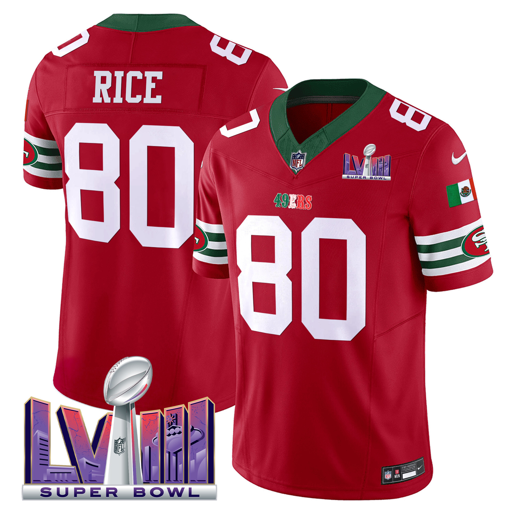 Men's 49ers Mexico Super Bowl LVIII Patch Vapor Jersey - All Stitched - Image 16