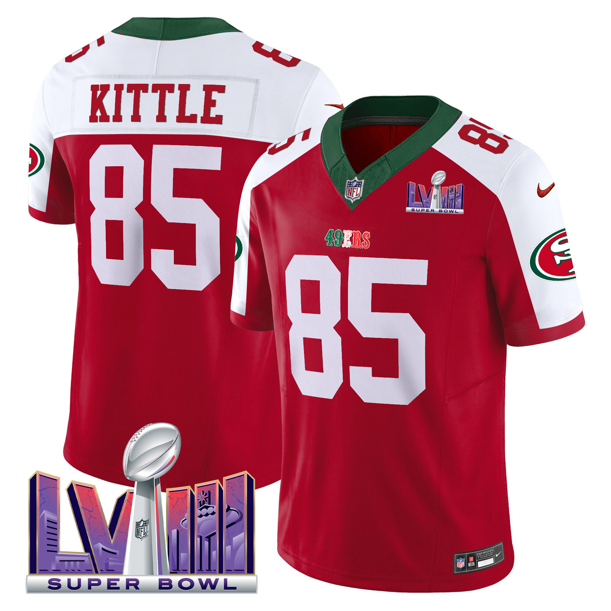 Men's 49ers Mexico Super Bowl LVIII Patch Vapor Jersey - All Stitched - Image 45
