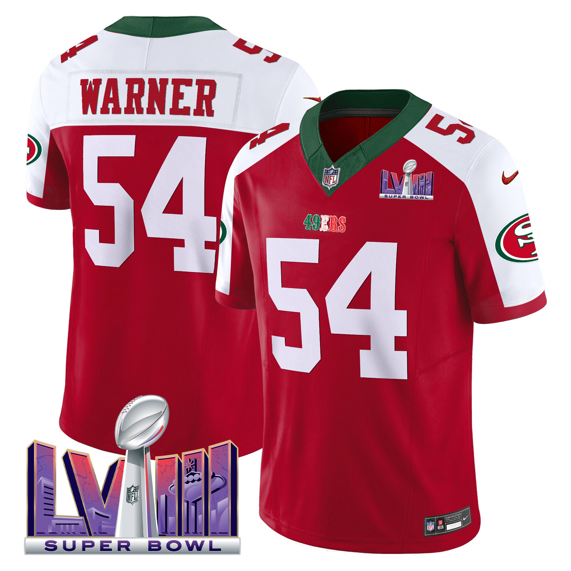 Men's 49ers Mexico Super Bowl LVIII Patch Vapor Jersey - All Stitched - Image 41