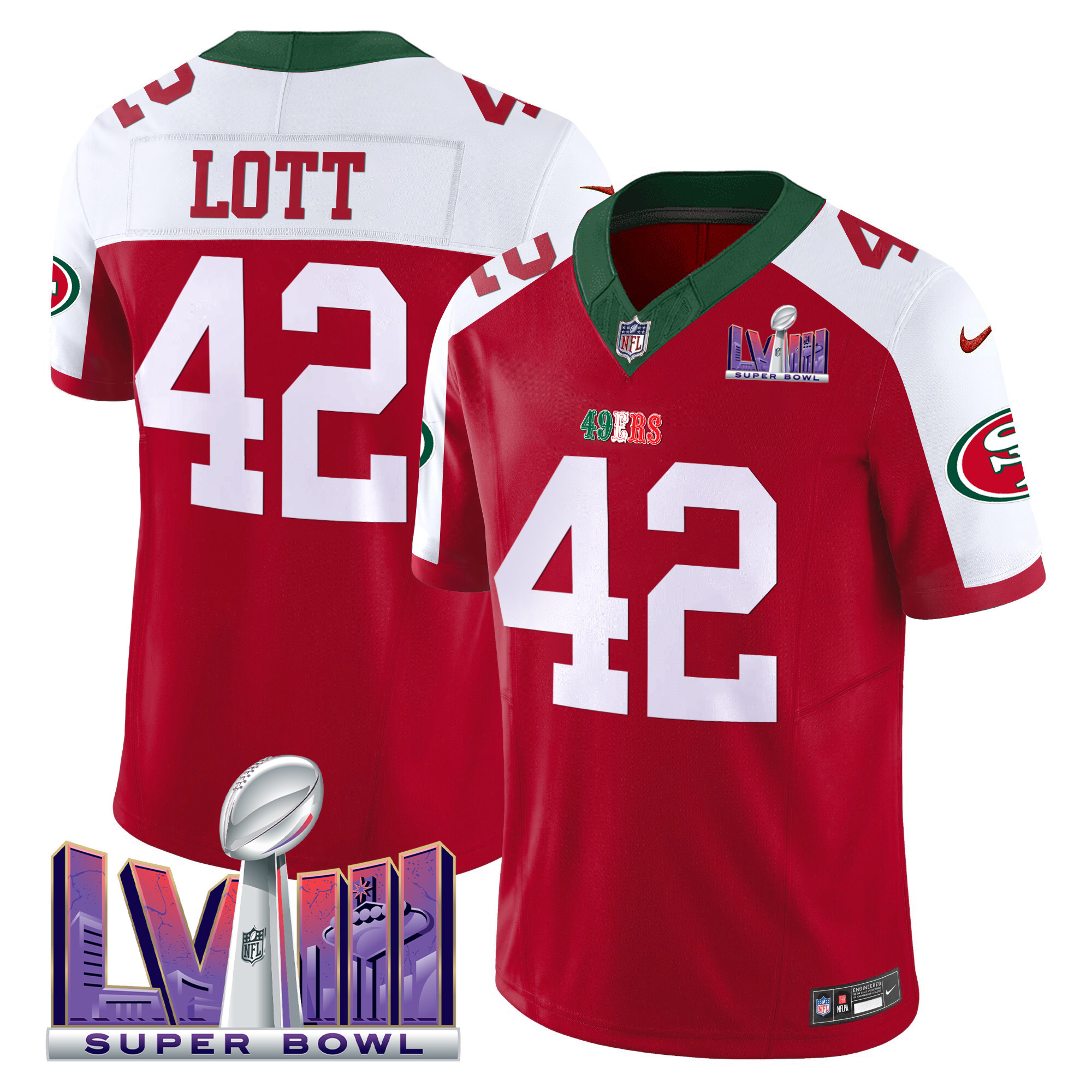 Men's 49ers Mexico Super Bowl LVIII Patch Vapor Jersey - All Stitched - Image 49