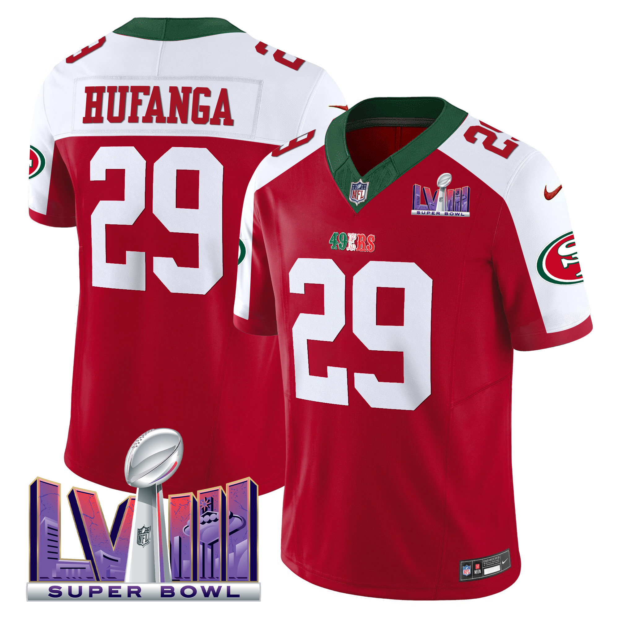Men's 49ers Mexico Super Bowl LVIII Patch Vapor Jersey - All Stitched - Image 50
