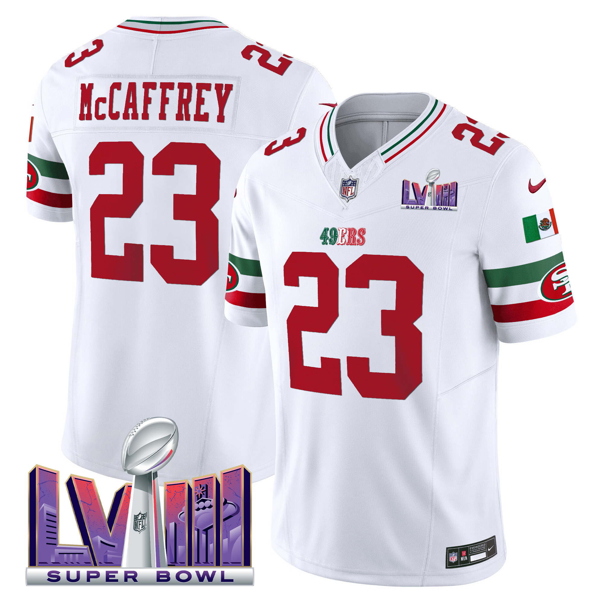 Men's 49ers Mexico Super Bowl LVIII Patch Vapor Jersey - All Stitched - Image 2