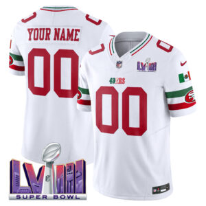 49ers Mexico Super Bowl LVIII Patch Vapor Custom Jersey - All Stitched