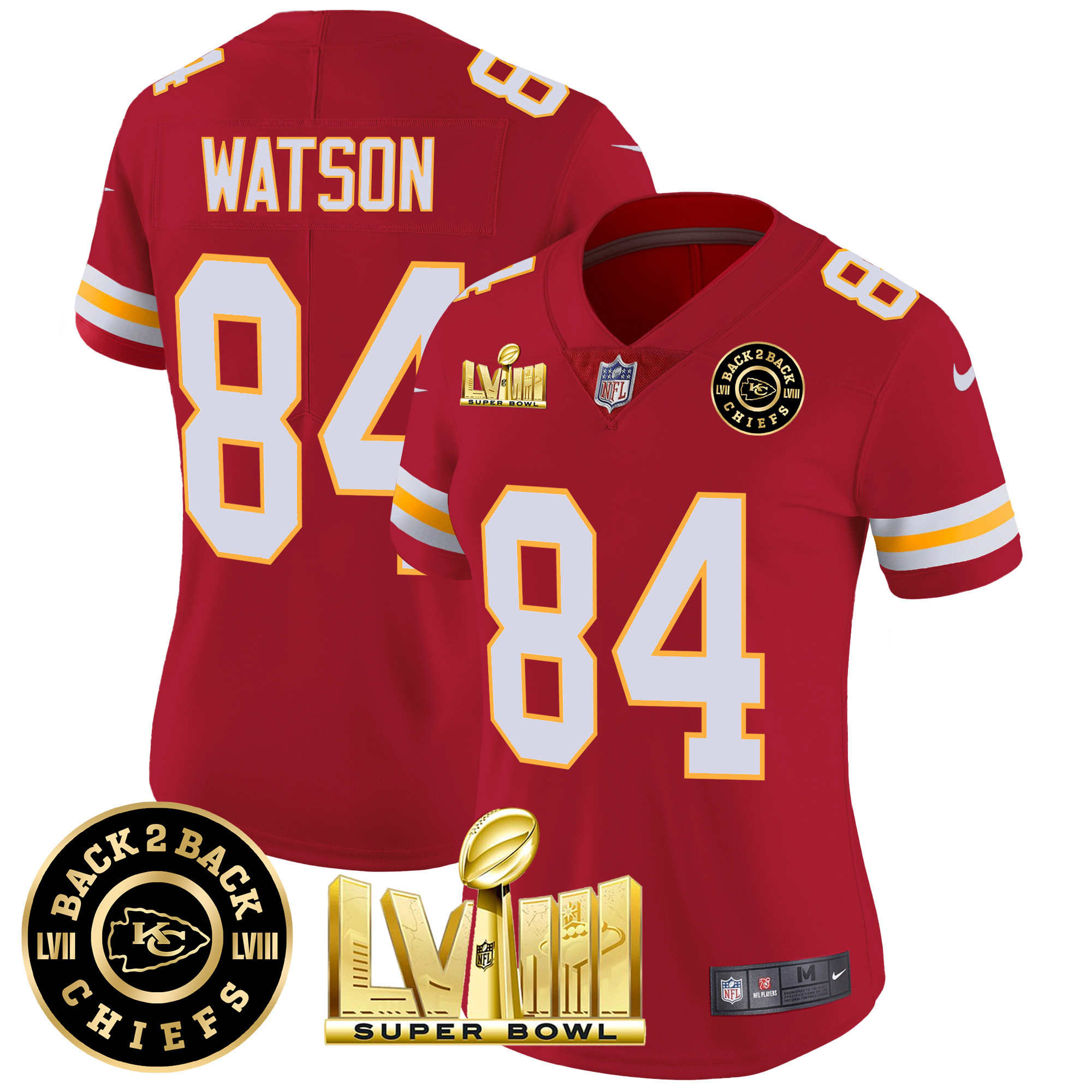 Women's Chiefs Super Bowl LVIII & Back 2 Back Patch Vapor Jersey V3 - All Stitched - Image 40