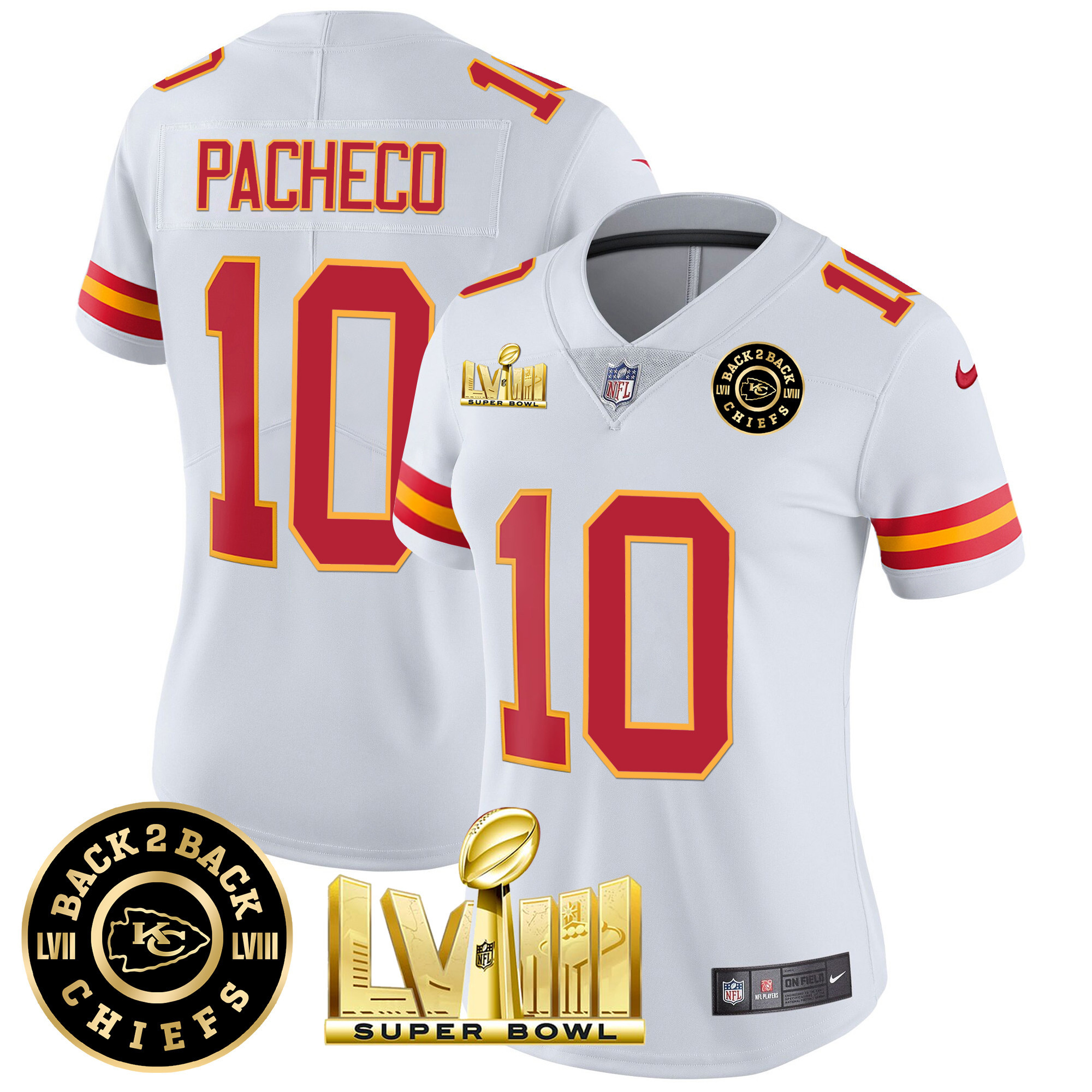 Women's Chiefs Super Bowl LVIII & Back 2 Back Patch Vapor Jersey V3 - All Stitched - Image 46