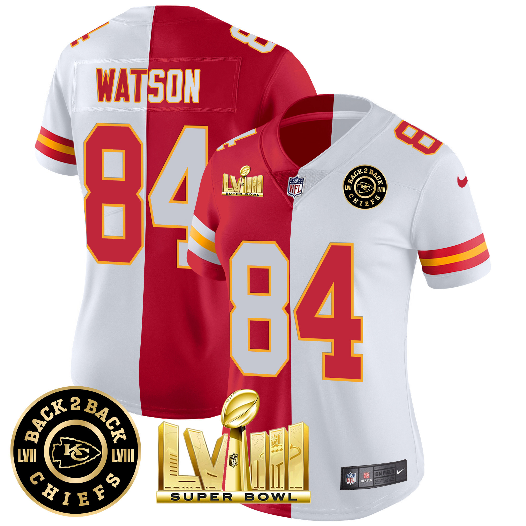 Women's Chiefs Super Bowl LVIII & Back 2 Back Patch Vapor Jersey V4 - All Stitched - Image 33
