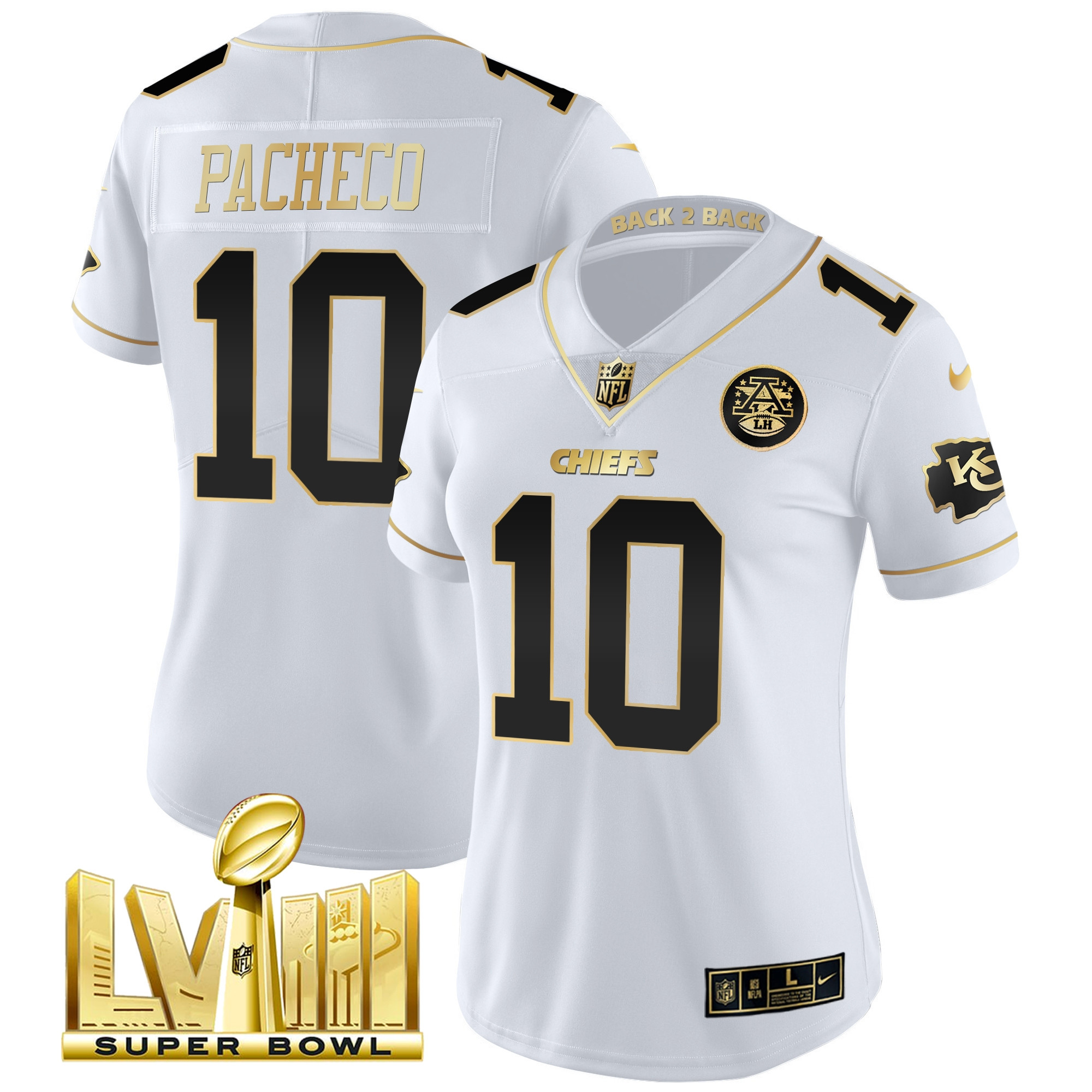 Women's Chiefs Super Bowl LVIII & Back 2 Back Patch Vapor Jersey V5 - All Stitched - Image 18