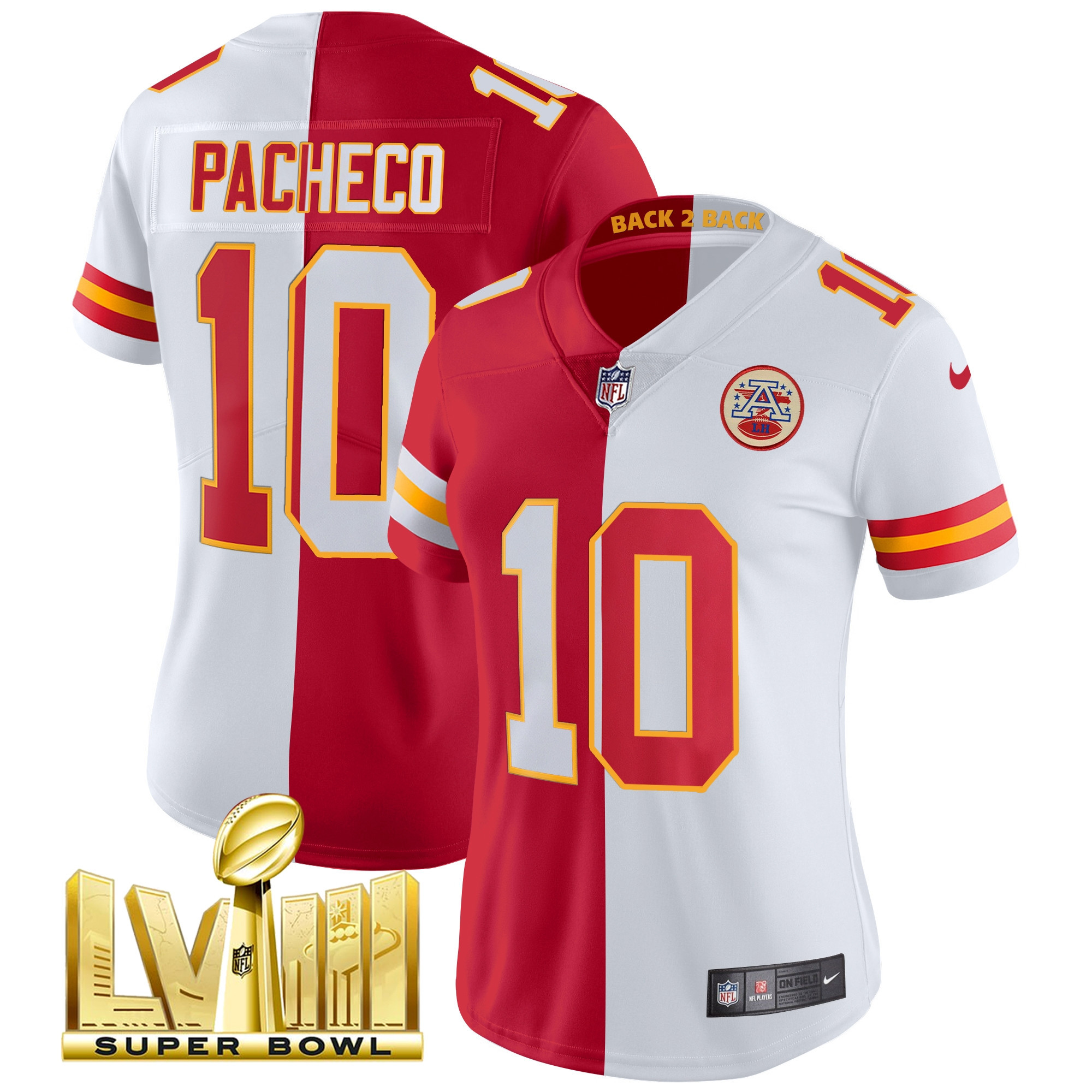 Women's Chiefs Super Bowl LVIII & Back 2 Back Patch Vapor Jersey V5 - All Stitched - Image 32