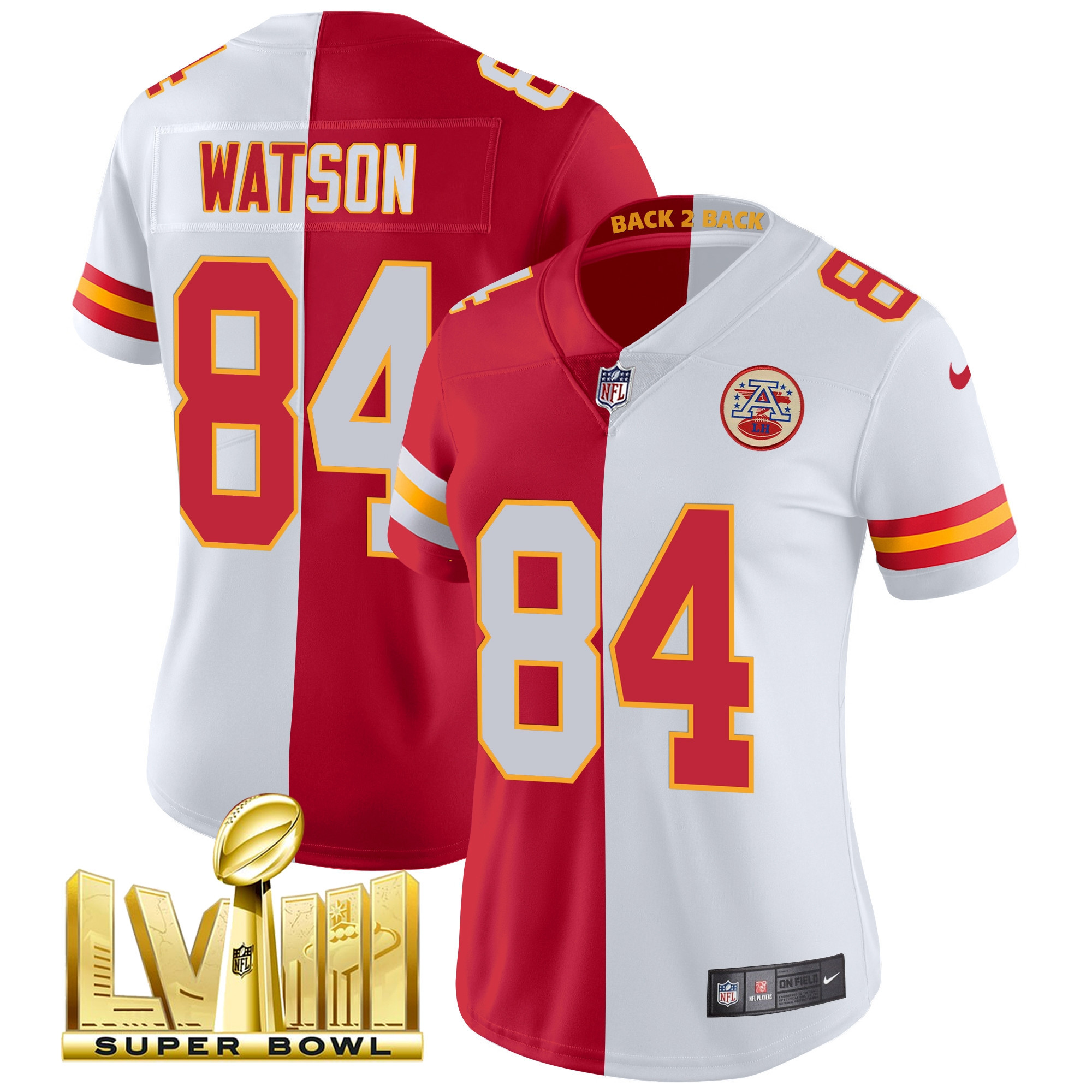 Women's Chiefs Super Bowl LVIII & Back 2 Back Patch Vapor Jersey V5 - All Stitched - Image 33