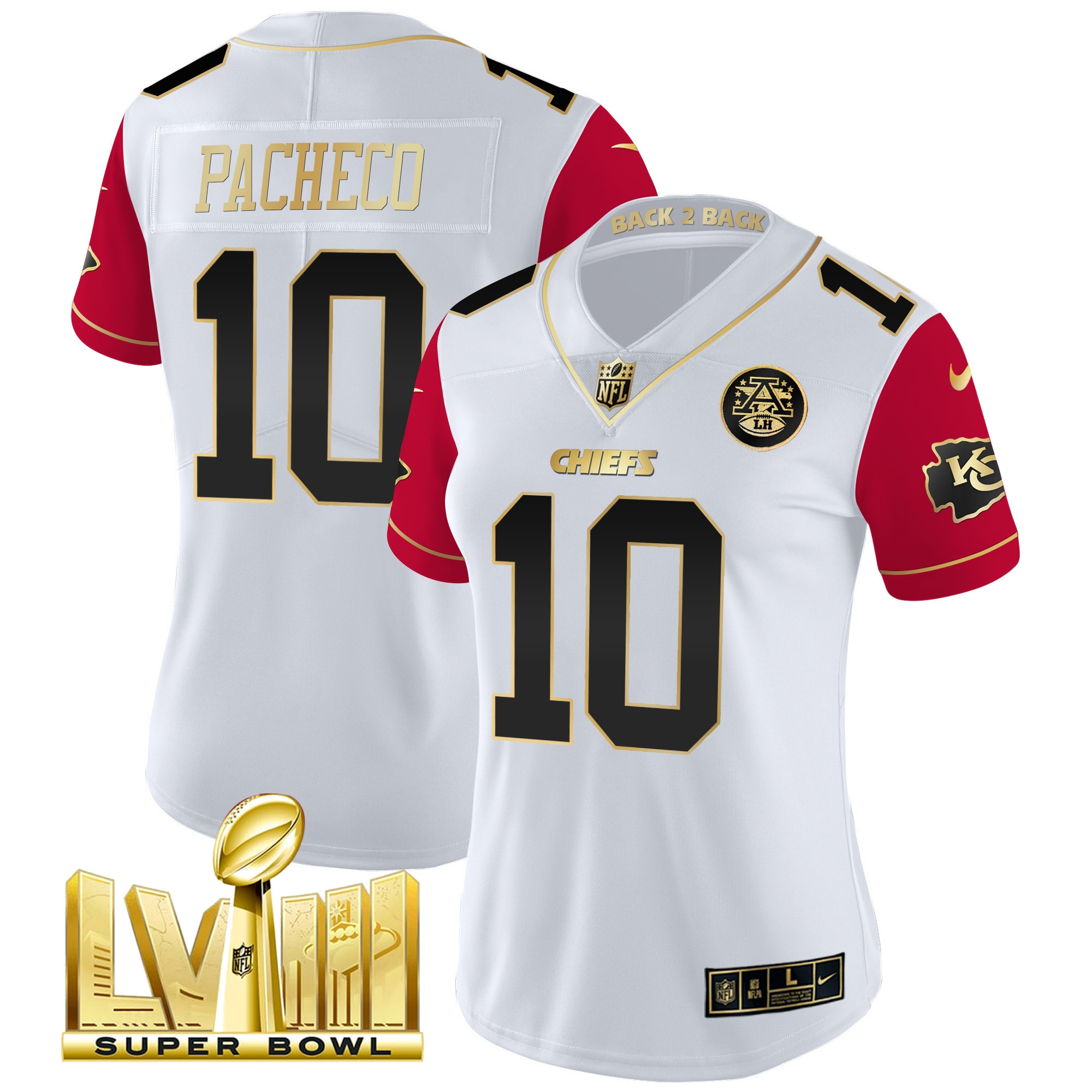 Women's Chiefs Super Bowl LVIII & Back 2 Back Patch Vapor Jersey V5 - All Stitched - Image 39