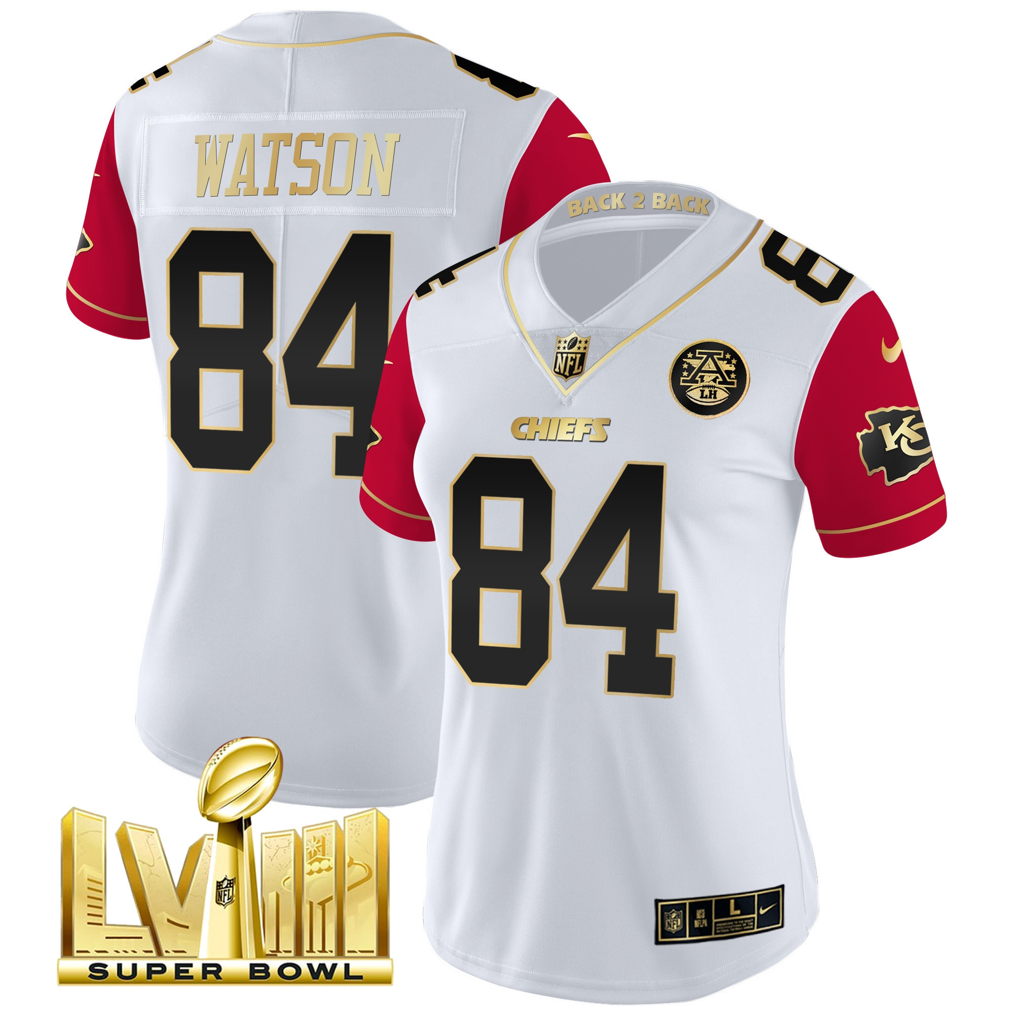 Women's Chiefs Super Bowl LVIII & Back 2 Back Patch Vapor Jersey V5 - All Stitched - Image 40