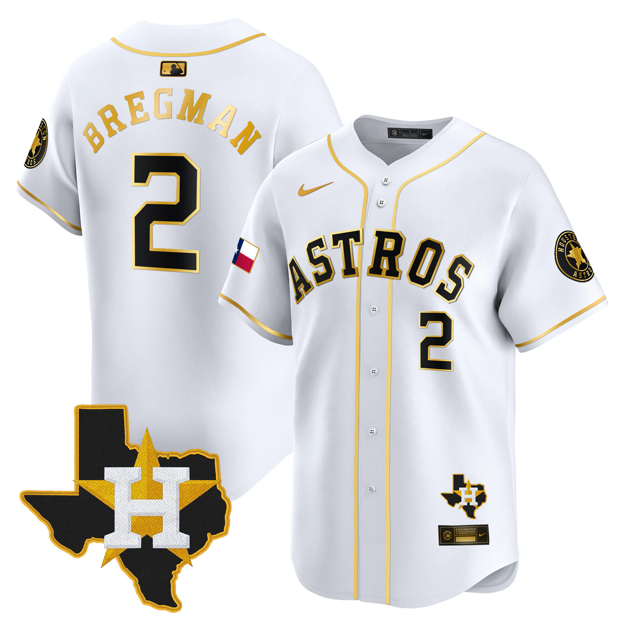 Men's Houston Astros Texas Patch Vapor Premier Limited Jersey - All Stitched - Image 11