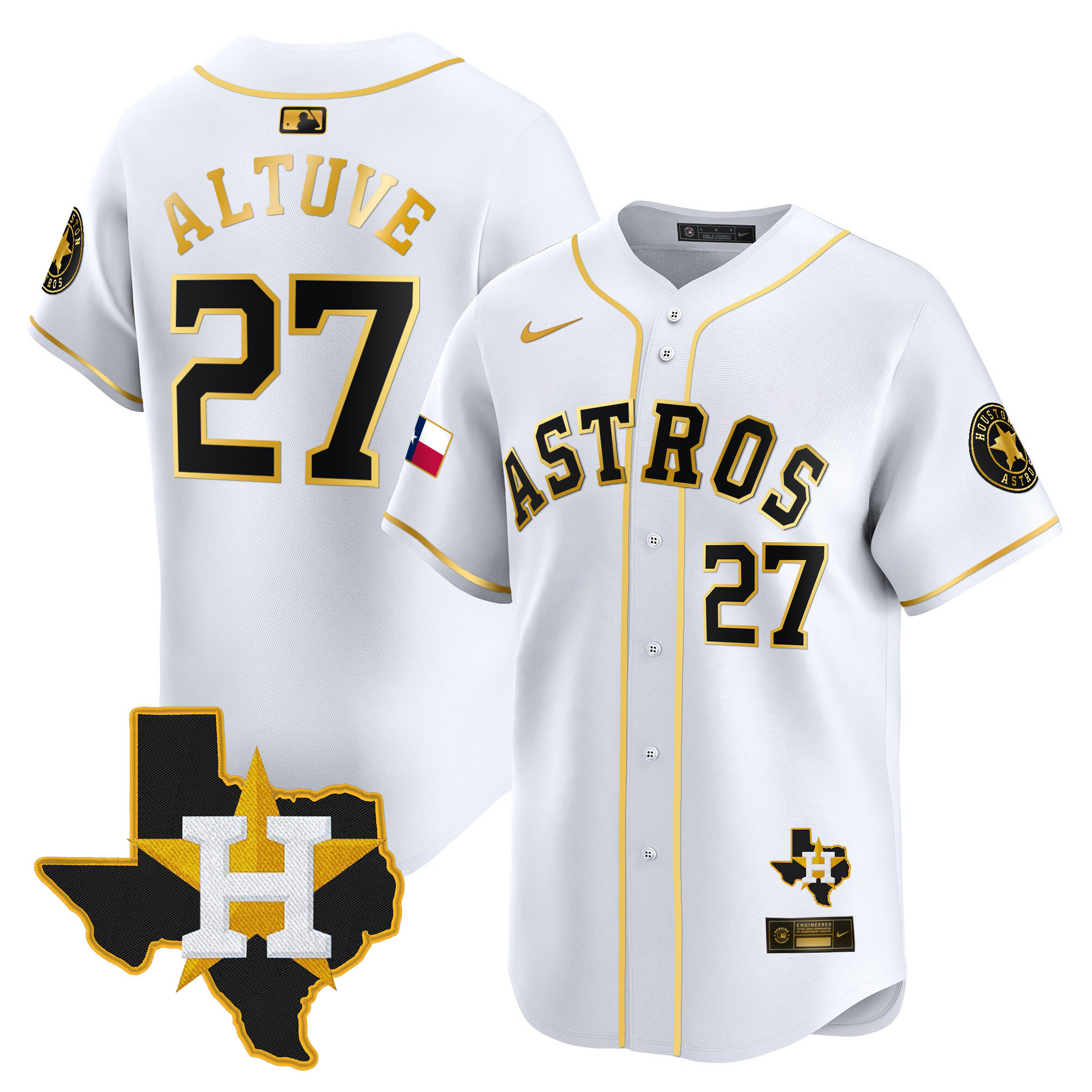 Men's Houston Astros Texas Patch Vapor Premier Limited Jersey - All Stitched - Image 12
