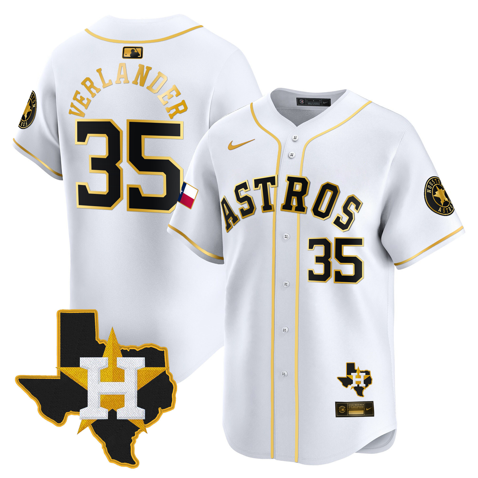 Men's Houston Astros Texas Patch Vapor Premier Limited Jersey - All Stitched - Image 14
