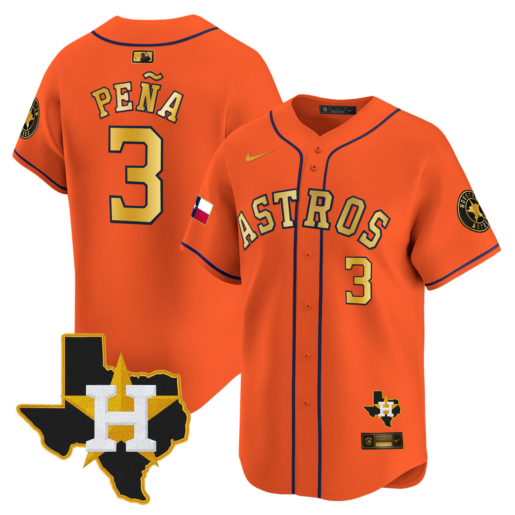 Men's Houston Astros Texas Patch Vapor Premier Limited Jersey - All Stitched - Image 19