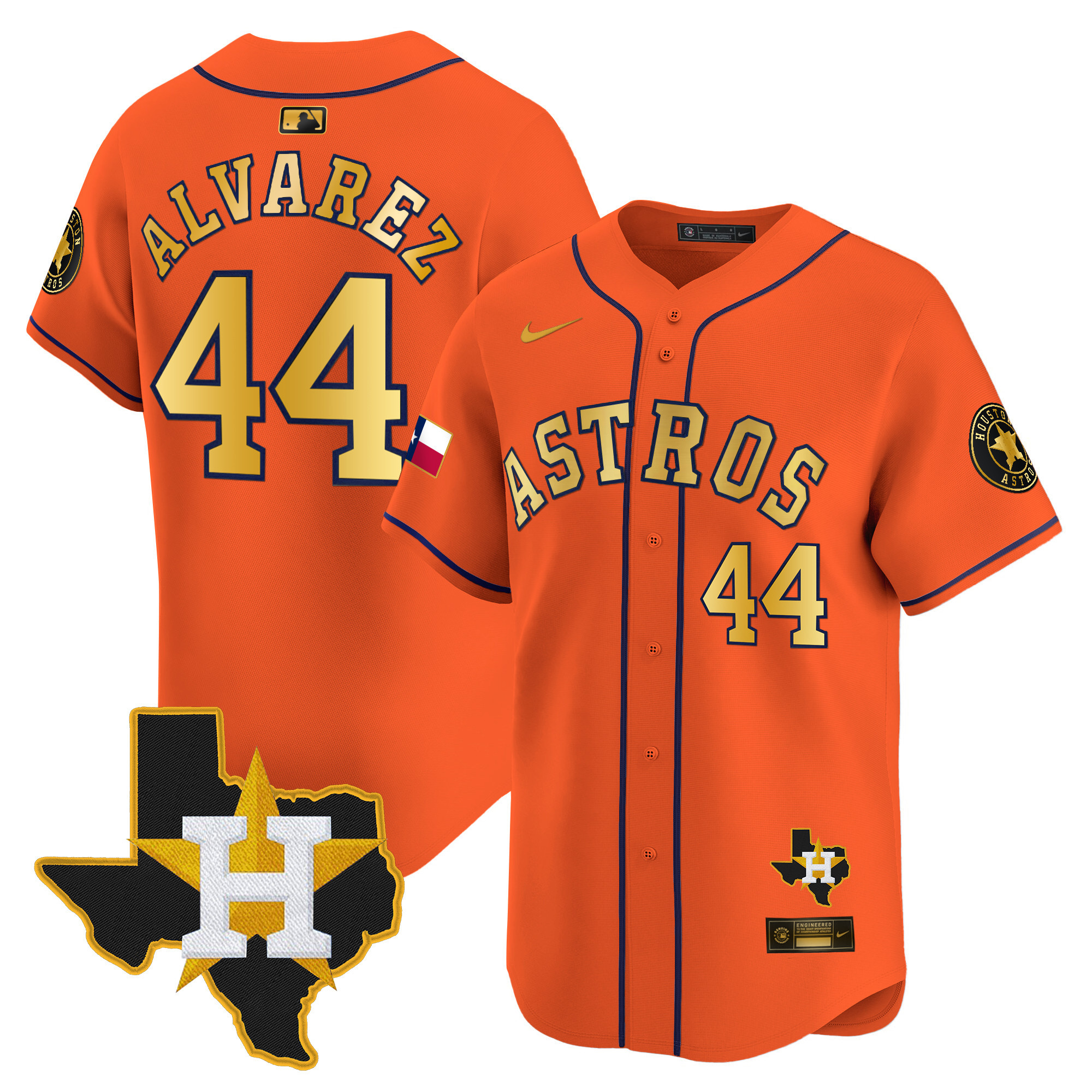 Men's Houston Astros Texas Patch Vapor Premier Limited Jersey - All Stitched - Image 22