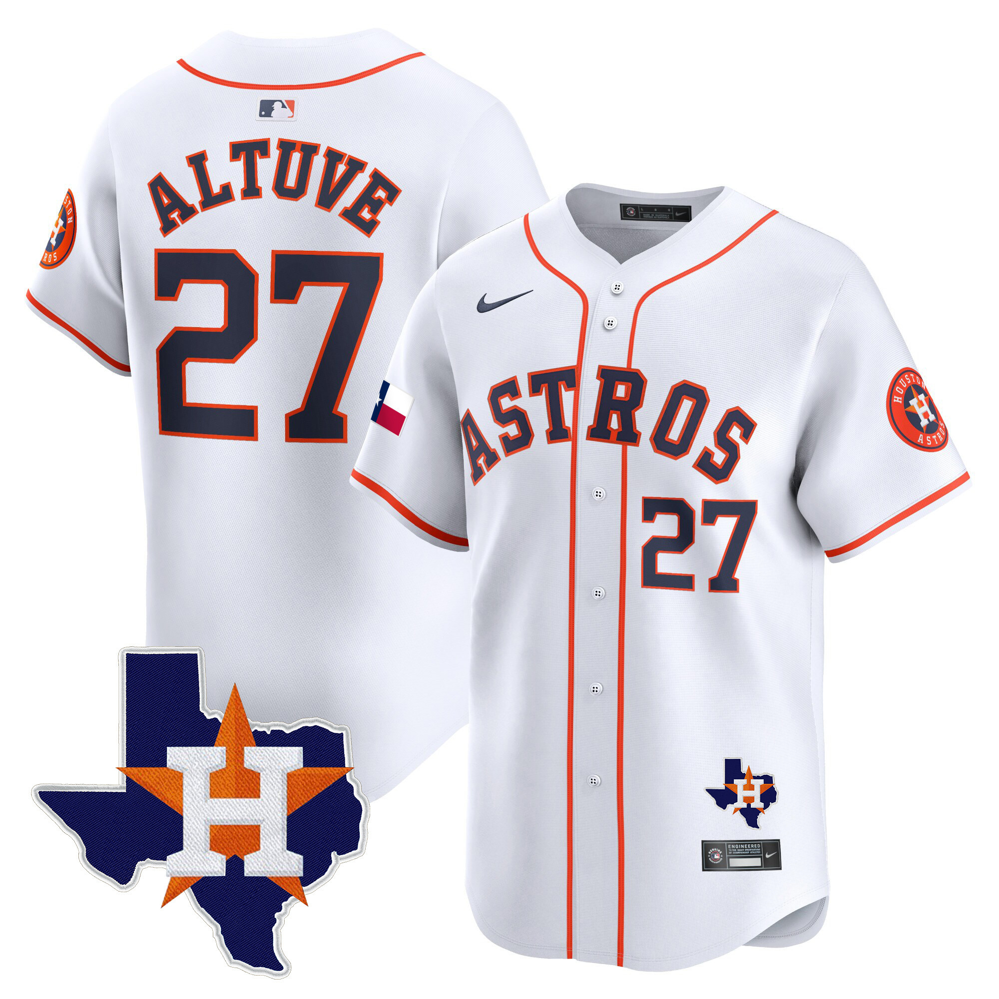 Men's Houston Astros Texas Patch Vapor Premier Limited Jersey - All Stitched - Image 30