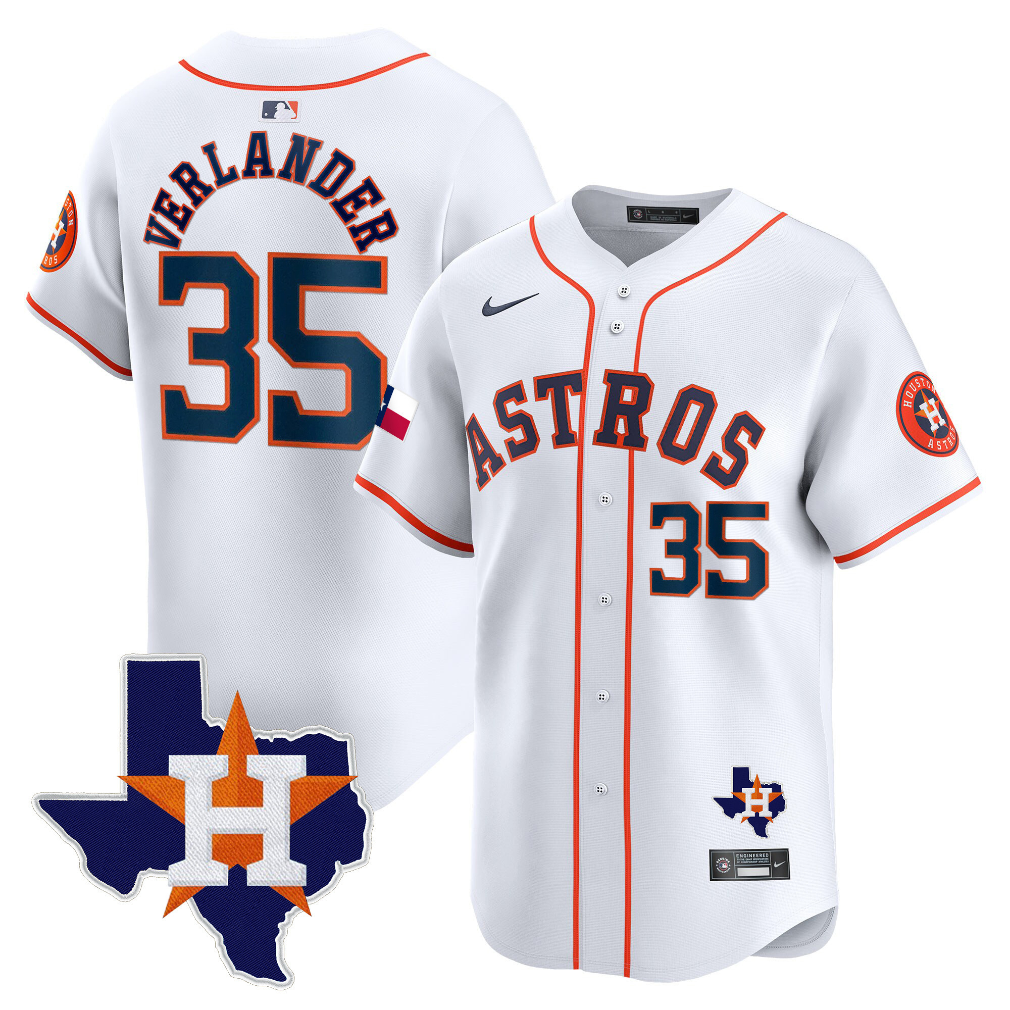 Men's Houston Astros Texas Patch Vapor Premier Limited Jersey - All Stitched - Image 32