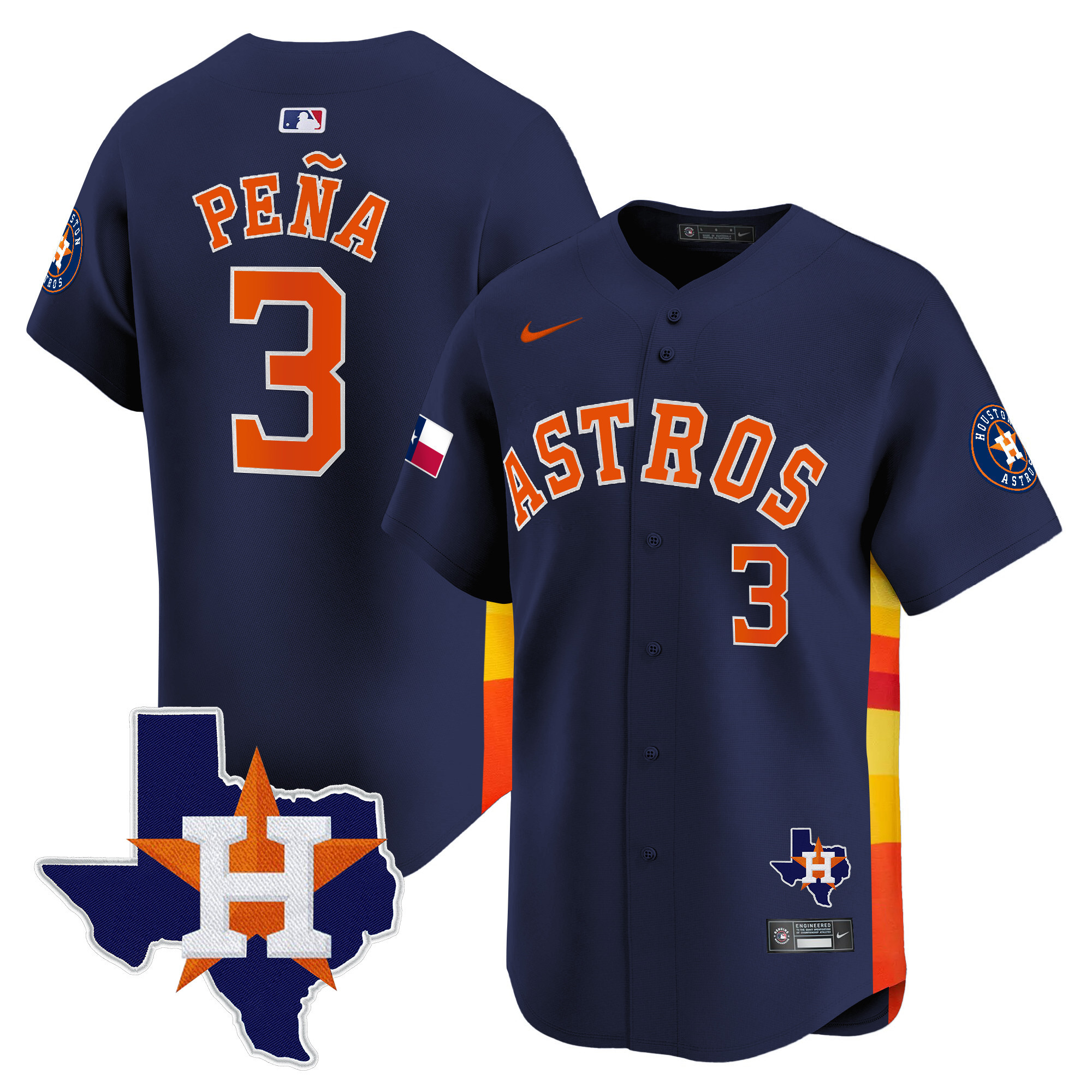 Men's Houston Astros Texas Patch Vapor Premier Limited Jersey - All Stitched - Image 37