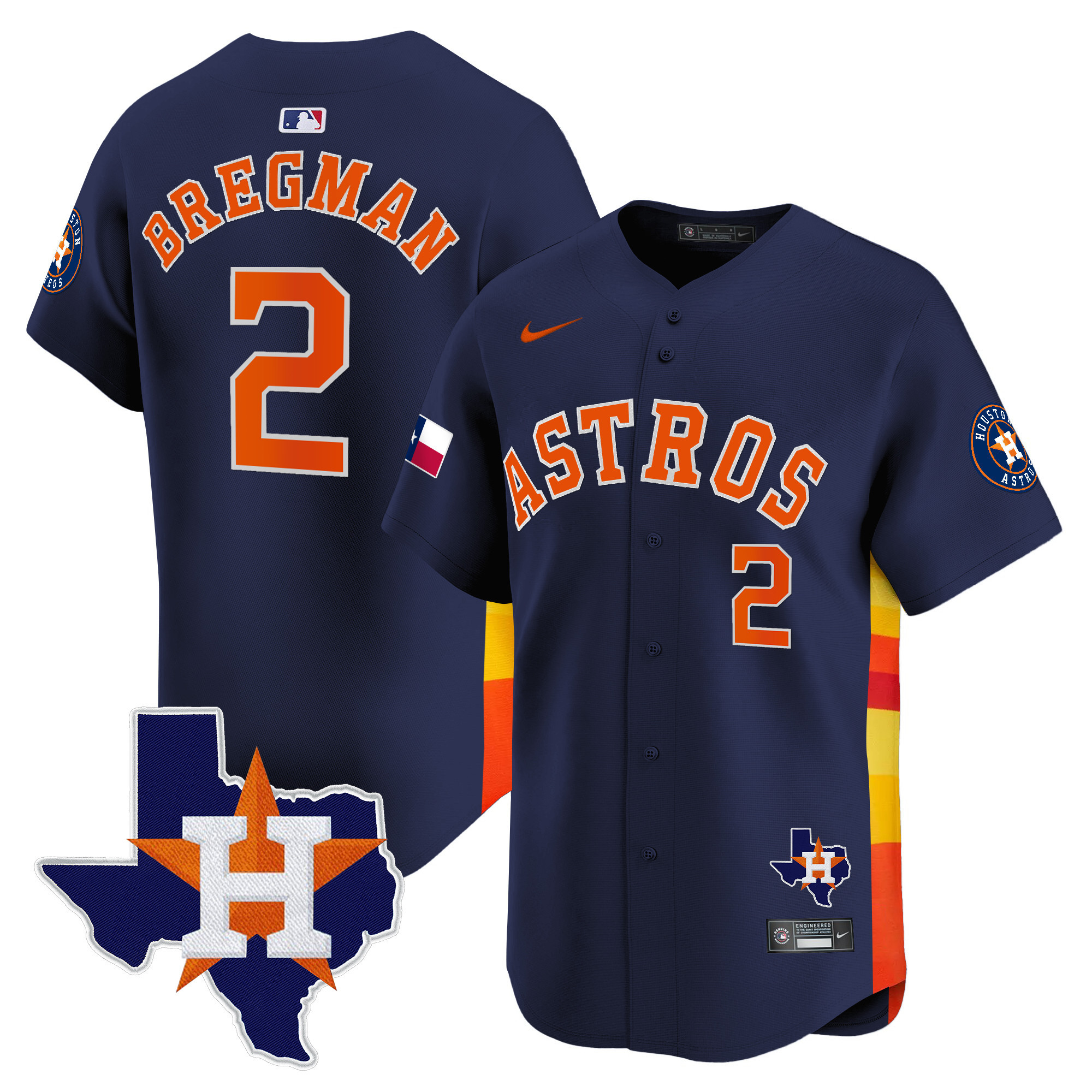 Men's Houston Astros Texas Patch Vapor Premier Limited Jersey - All Stitched - Image 38