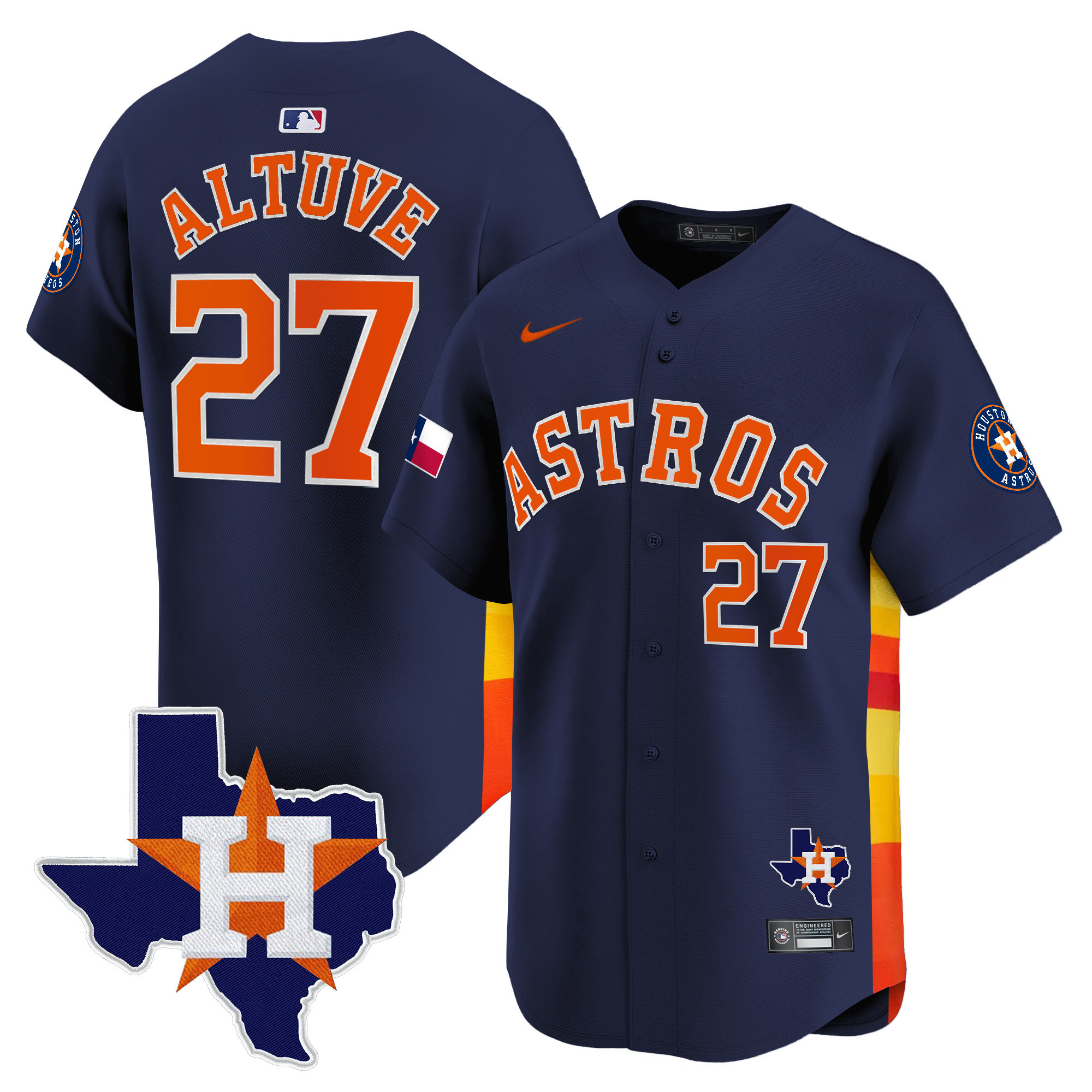 Men's Houston Astros Texas Patch Vapor Premier Limited Jersey - All Stitched - Image 39