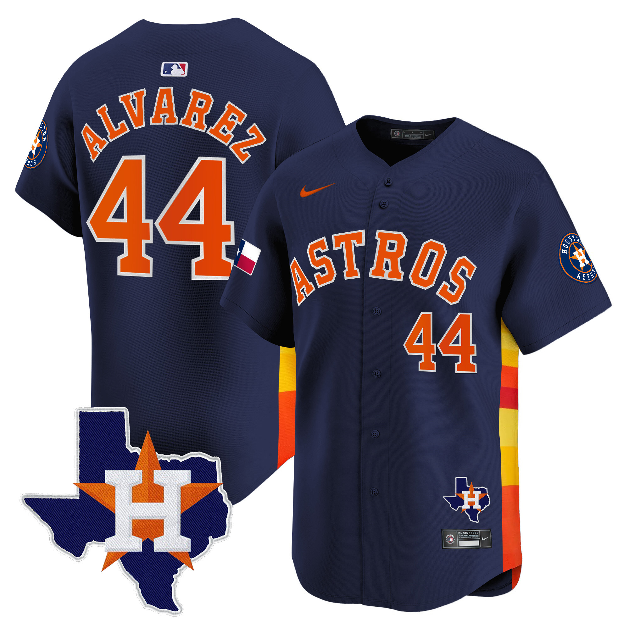 Men's Houston Astros Texas Patch Vapor Premier Limited Jersey - All Stitched - Image 40