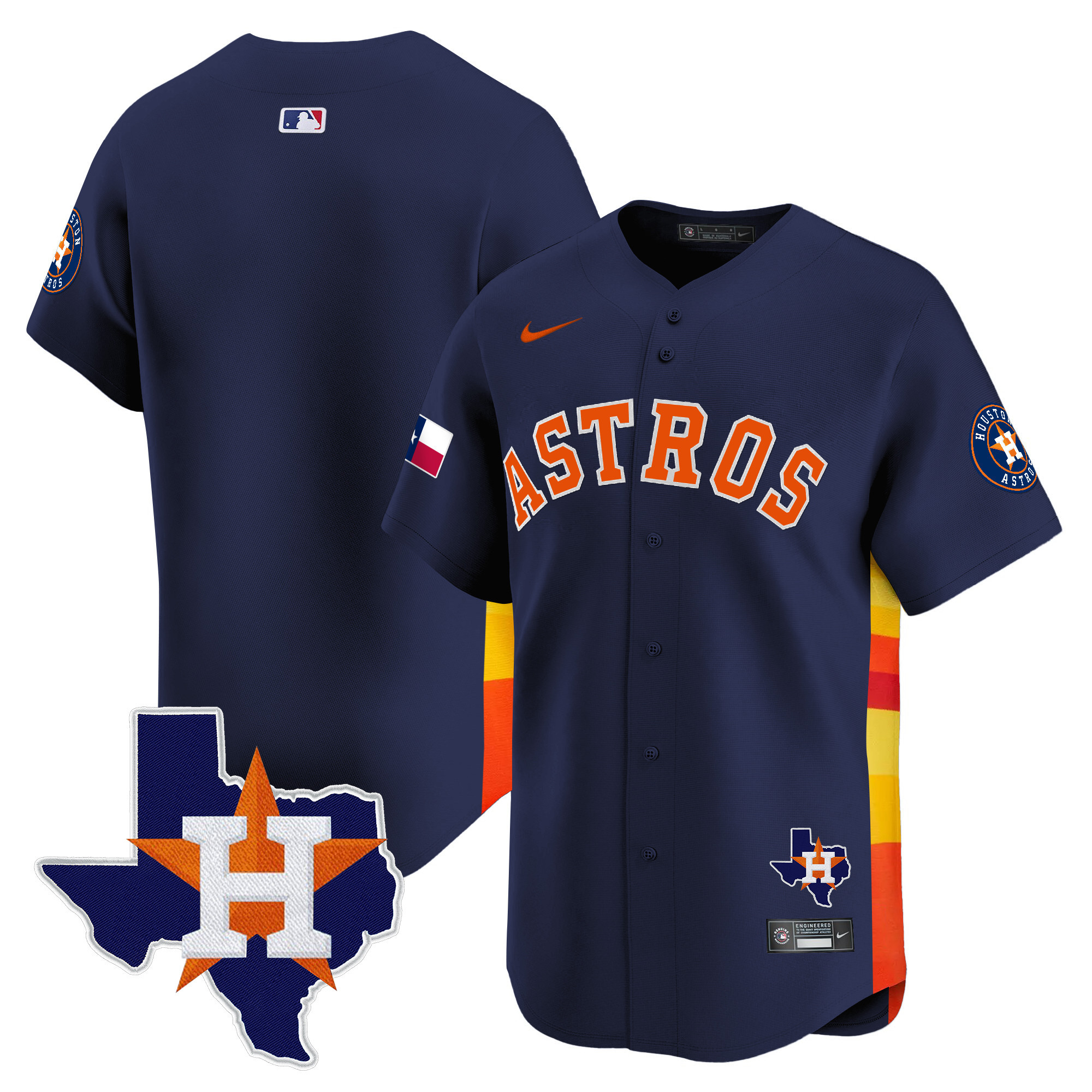Men's Houston Astros Texas Patch Vapor Premier Limited Jersey - All Stitched - Image 45