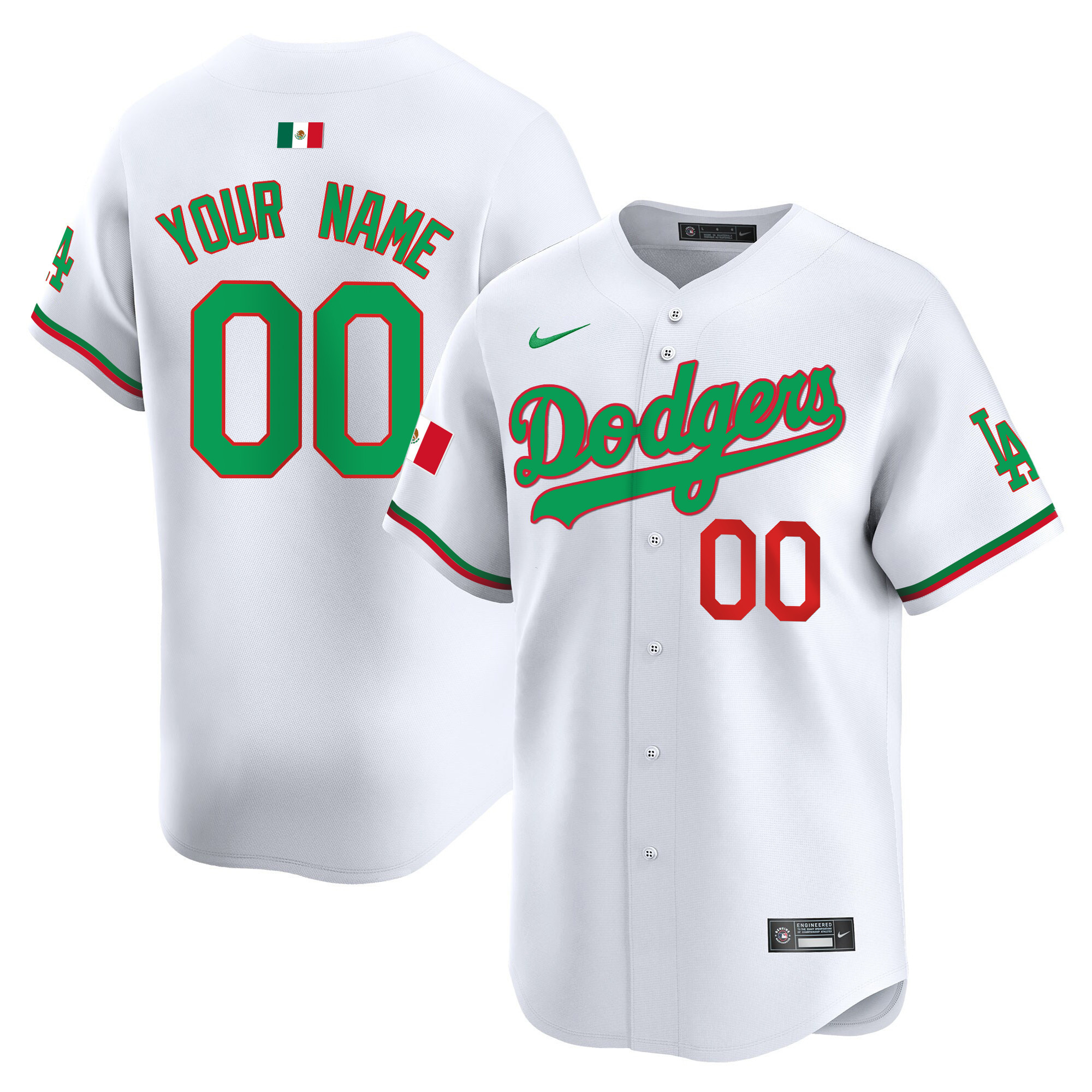 Los Angeles Dodgers Mexico Vapor Premier Limited Custom Jersey V2 - All Stitched - Image 4