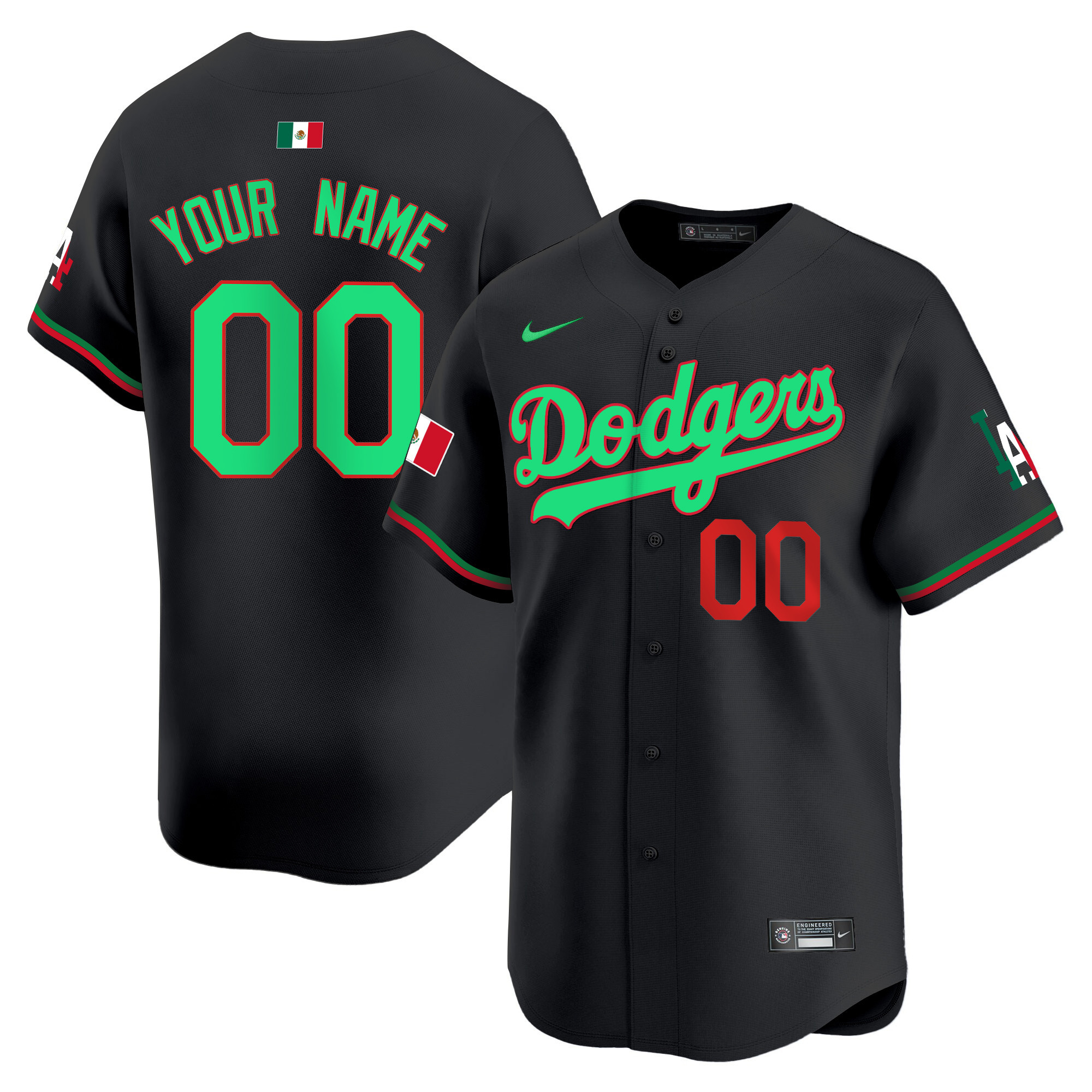 Los Angeles Dodgers Mexico Vapor Premier Limited Custom Jersey V2 - All Stitched