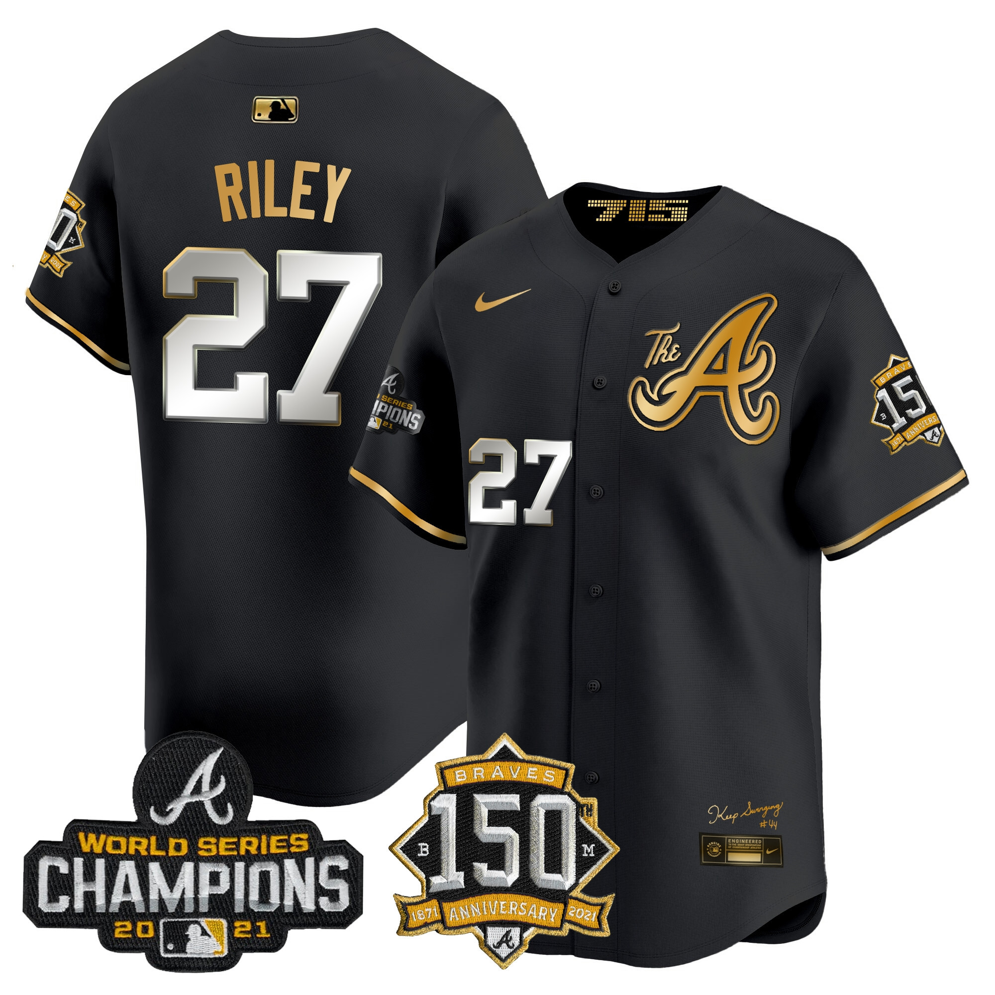 Men's Atlanta Braves Champions & 150th Patch Vapor Premier Limited Jersey - All Stitched - Image 3
