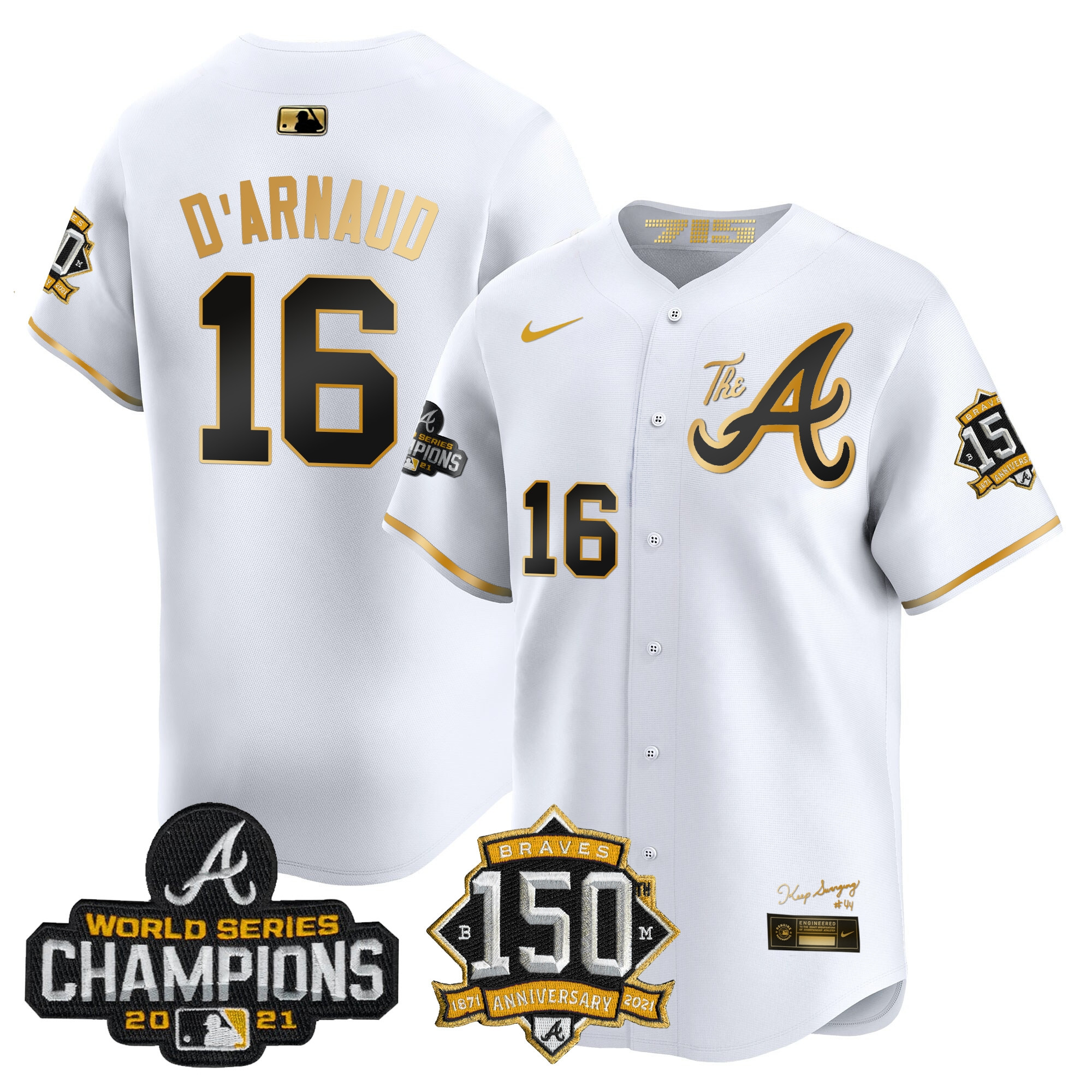 Men's Atlanta Braves Champions & 150th Patch Vapor Premier Limited Jersey - All Stitched - Image 12