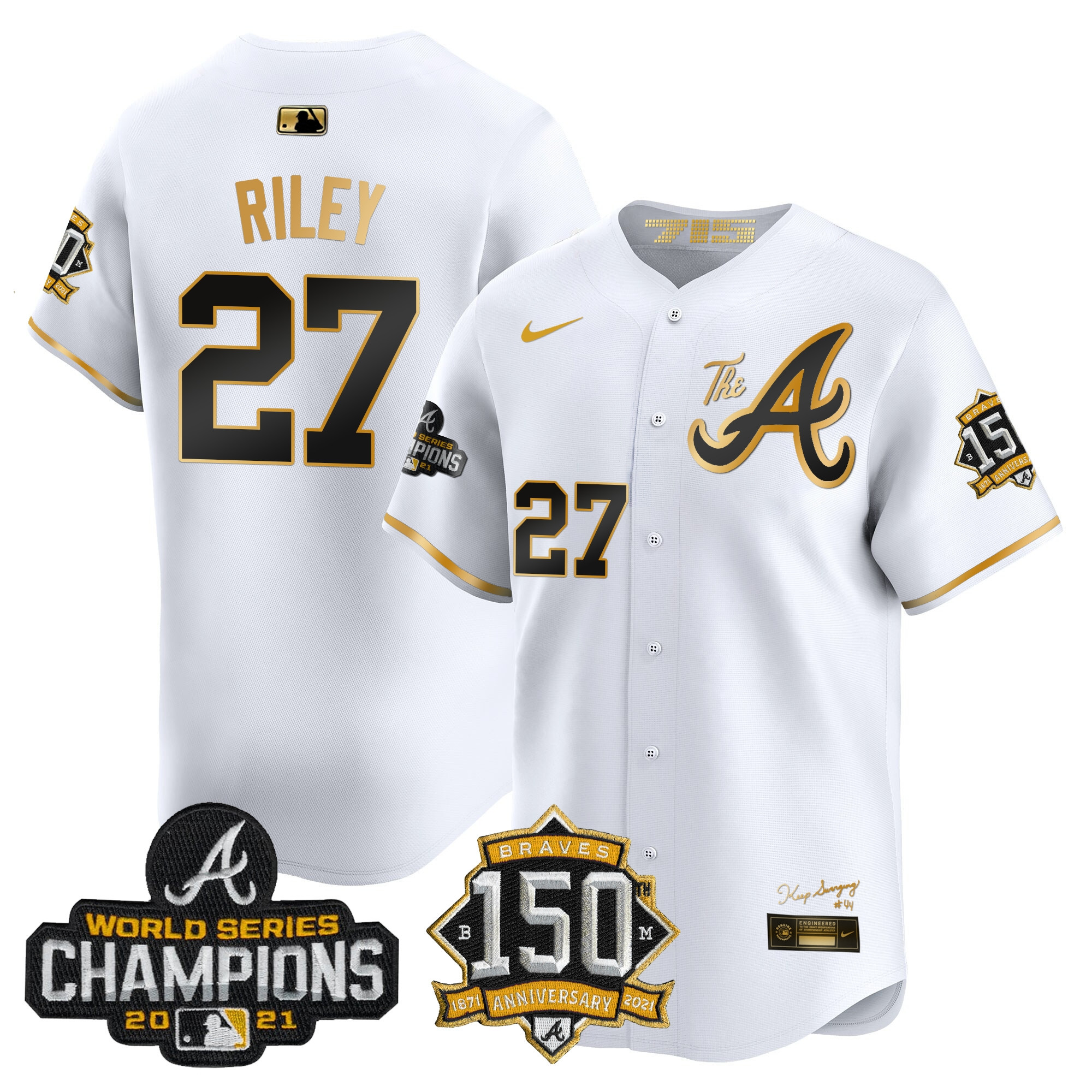 Men's Atlanta Braves Champions & 150th Patch Vapor Premier Limited Jersey - All Stitched - Image 13