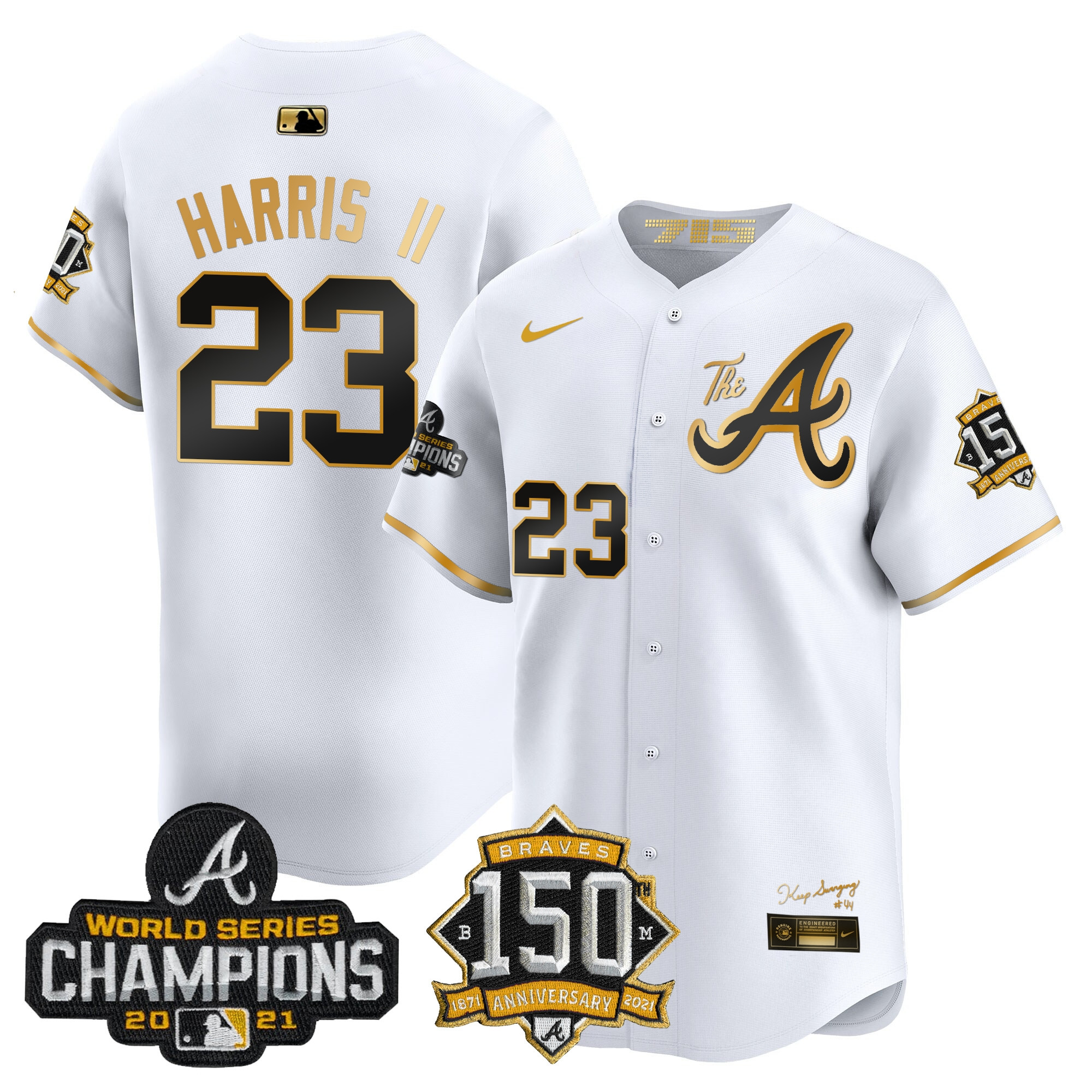 Men's Atlanta Braves Champions & 150th Patch Vapor Premier Limited Jersey - All Stitched - Image 14