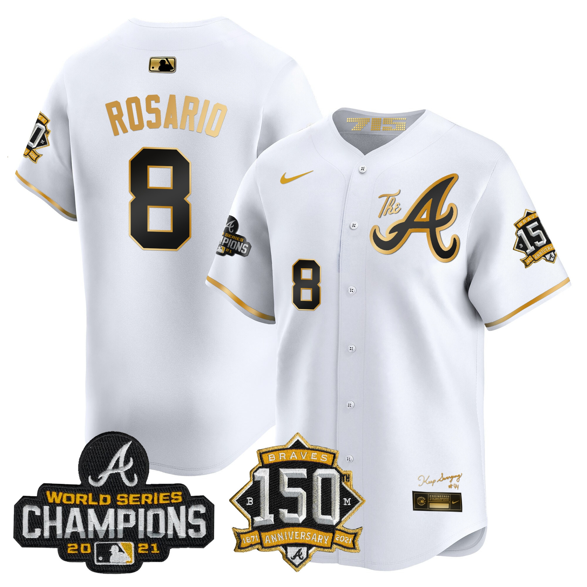 Men's Atlanta Braves Champions & 150th Patch Vapor Premier Limited Jersey - All Stitched - Image 17