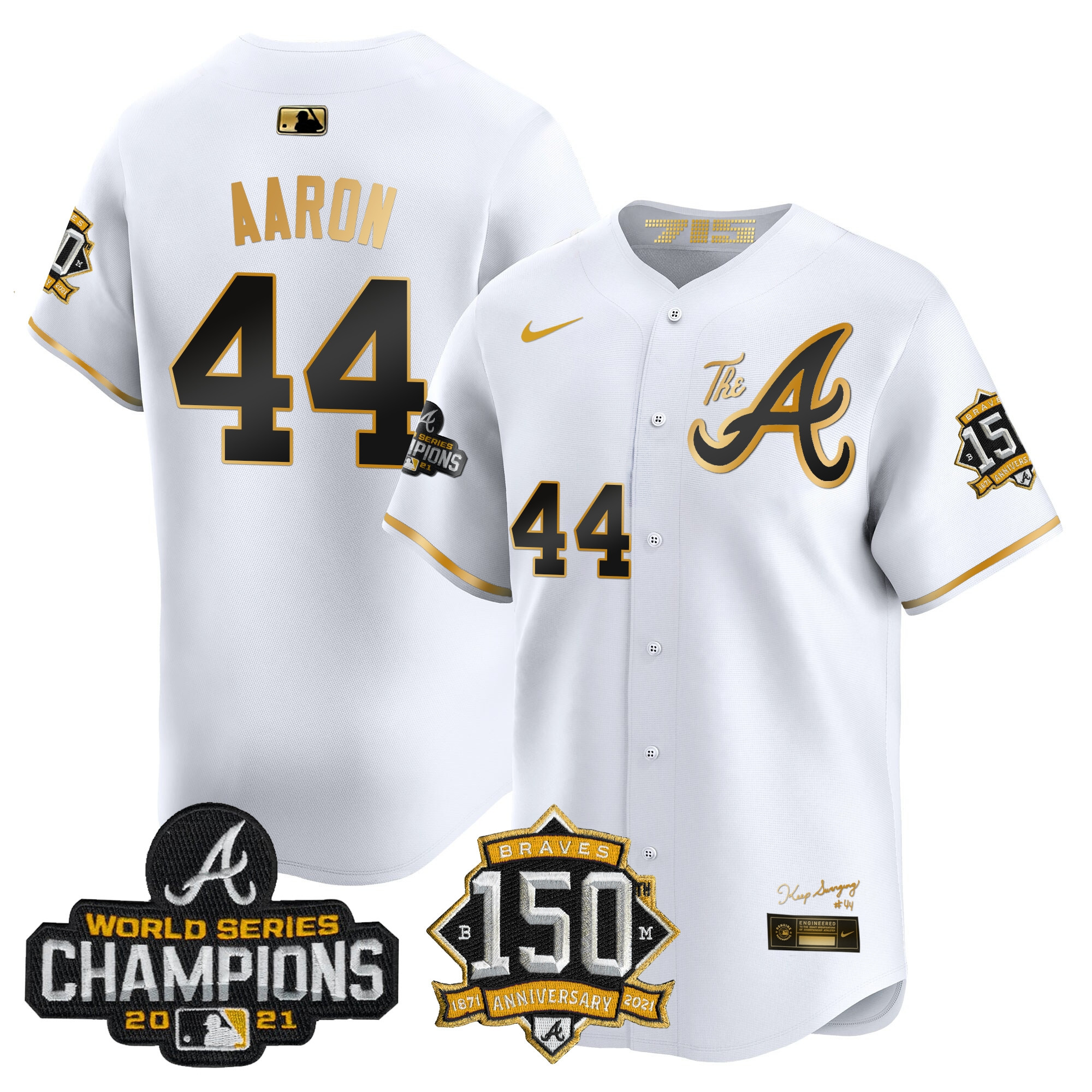 Men's Atlanta Braves Champions & 150th Patch Vapor Premier Limited Jersey - All Stitched - Image 18