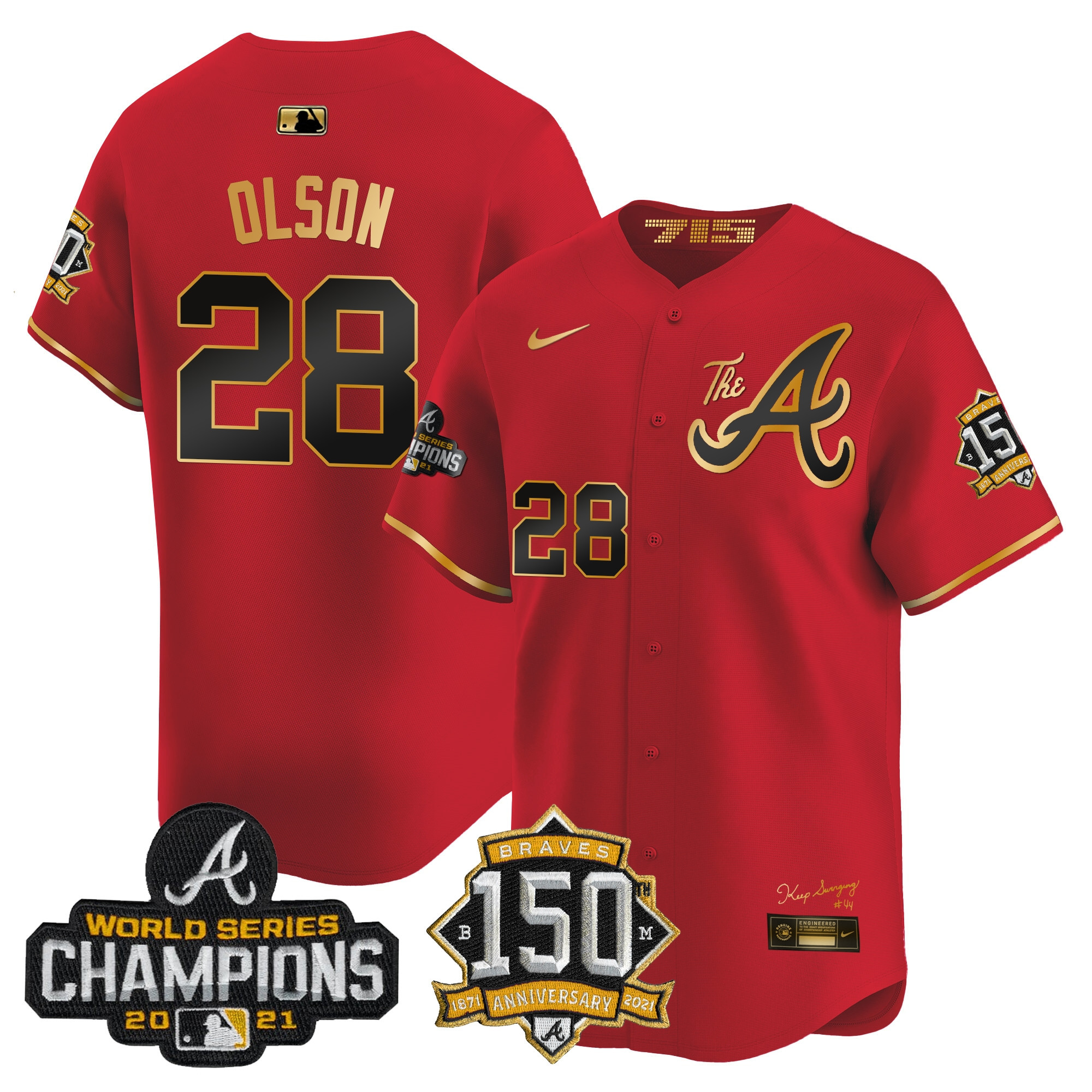 Men's Atlanta Braves Champions & 150th Patch Vapor Premier Limited Jersey - All Stitched - Image 25