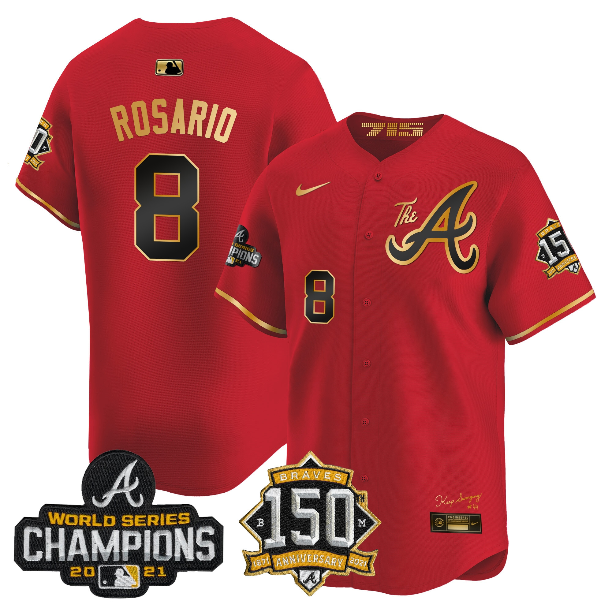 Men's Atlanta Braves Champions & 150th Patch Vapor Premier Limited Jersey - All Stitched - Image 27