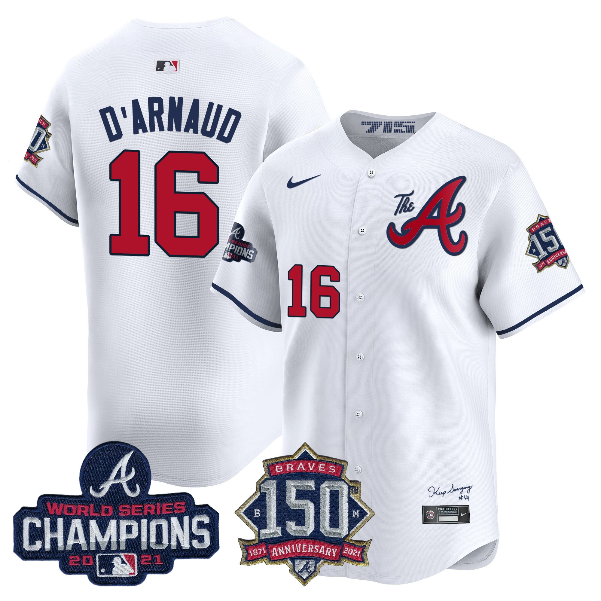 Men's Atlanta Braves Champions & 150th Patch Vapor Premier Limited Jersey - All Stitched - Image 32