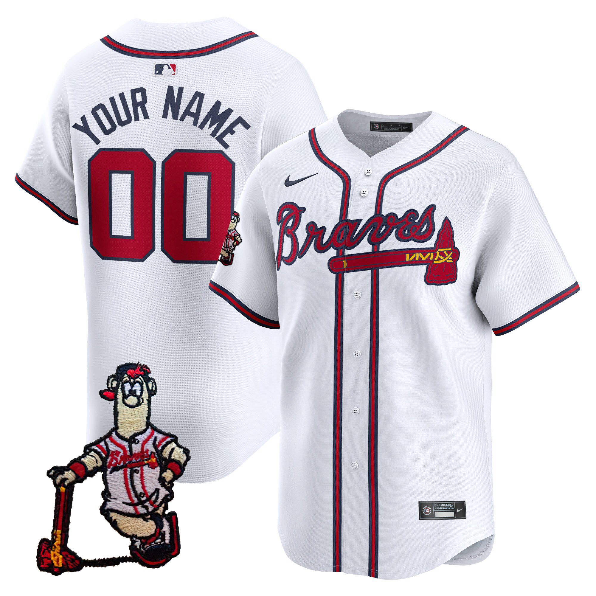 Atlanta Braves Blooper Patch Vapor Premier Limited Custom Jersey - All Stitched - Image 3