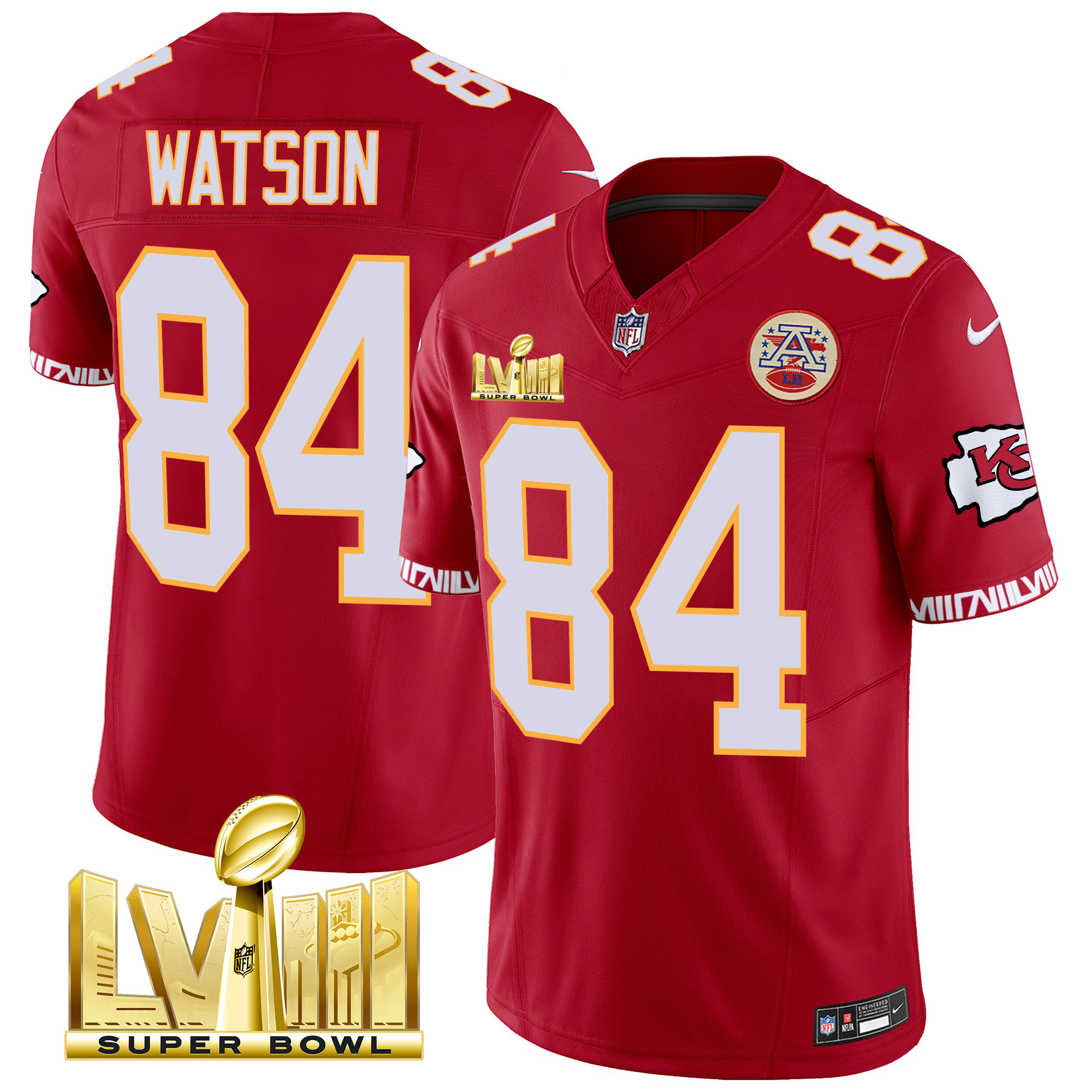 Men's Chiefs Super Bowl LVIII Pattern Gold Vapor Jersey V2 - All Stitched - Image 40