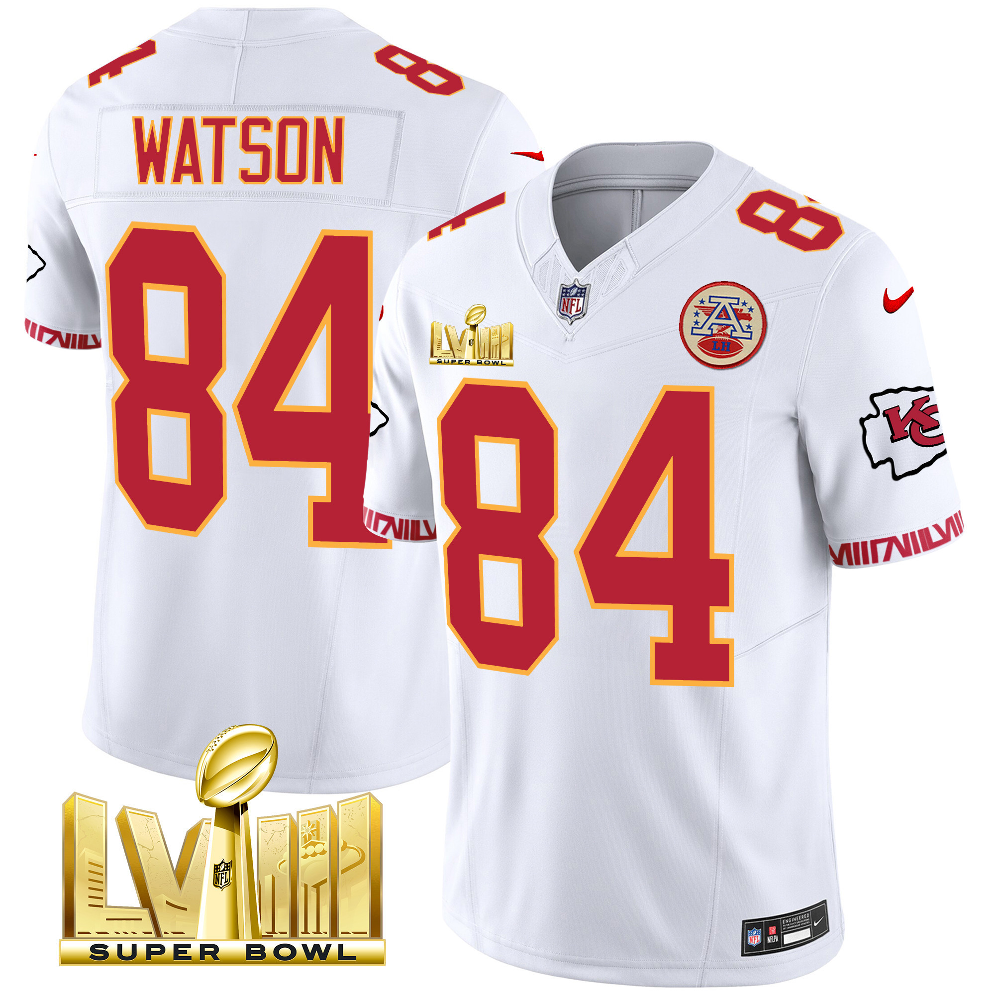 Men's Chiefs Super Bowl LVIII Pattern Gold Vapor Jersey V2 - All Stitched - Image 47