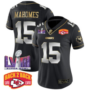 Women's Chiefs Super Bowl LVIII & Back 2 Back Patch Vapor Jersey V2 - All Stitched