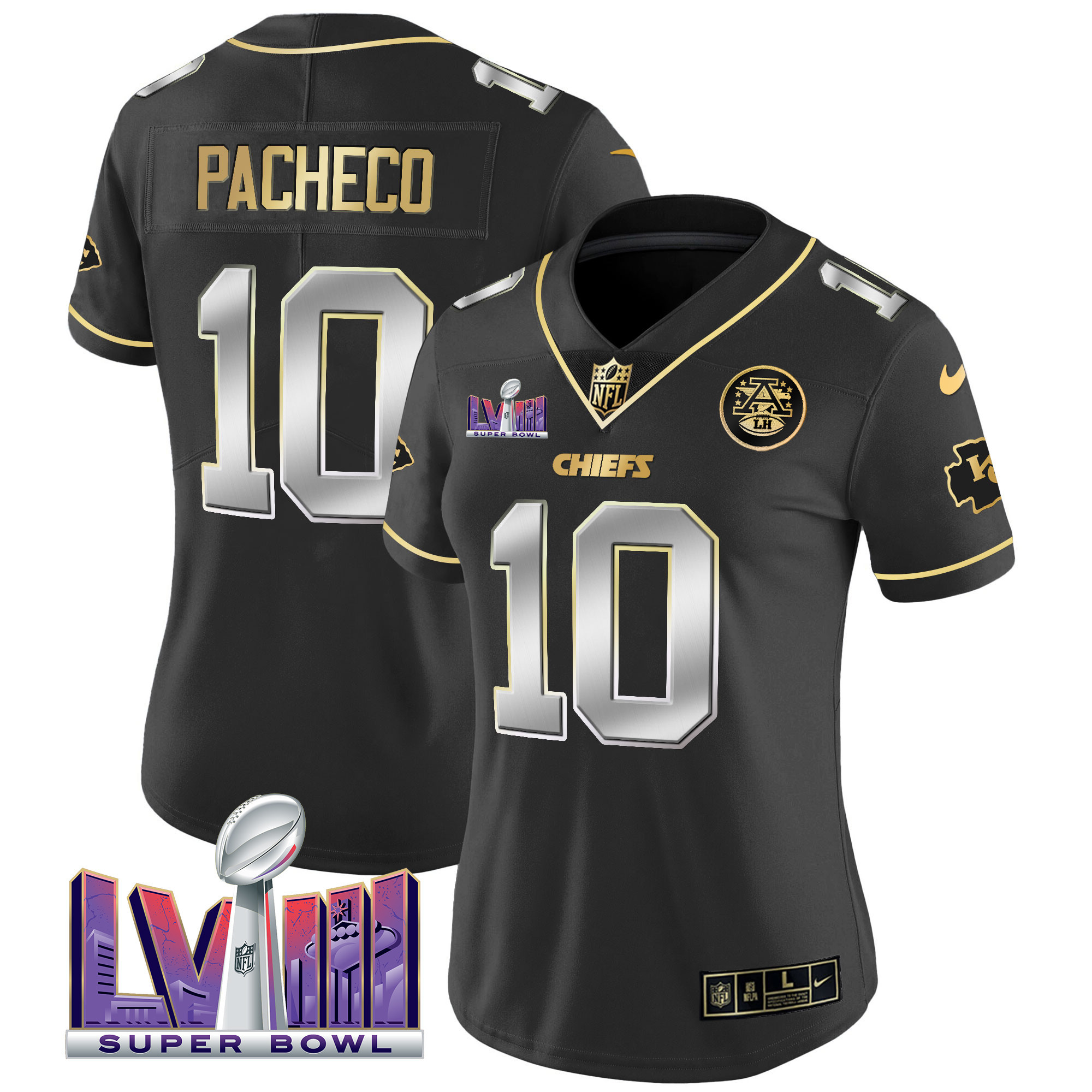 Women's Chiefs Super Bowl LVIII Patch Vapor Jersey V4 - All Stitched - Image 4