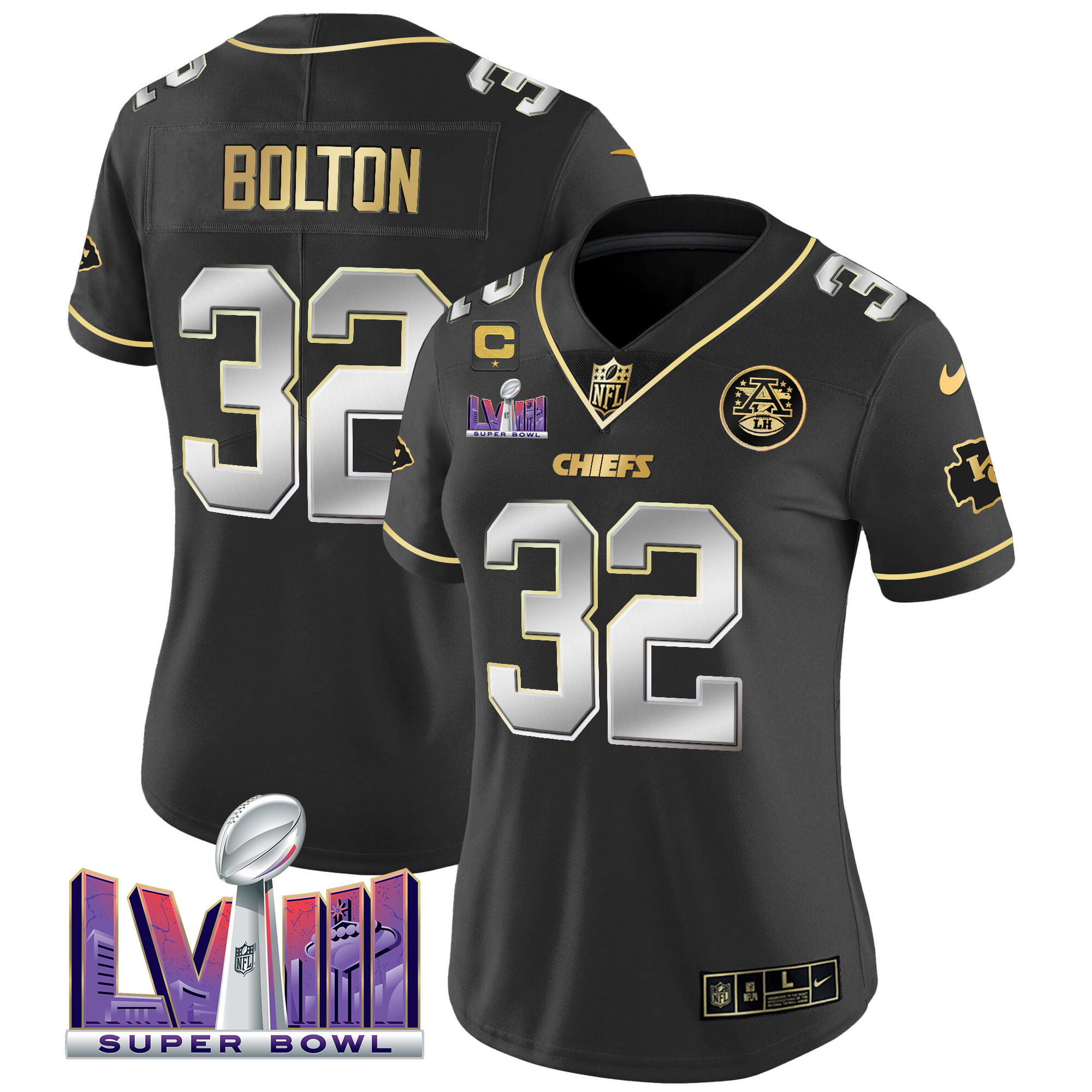 Women's Chiefs Super Bowl LVIII Patch Vapor Jersey V4 - All Stitched - Image 6